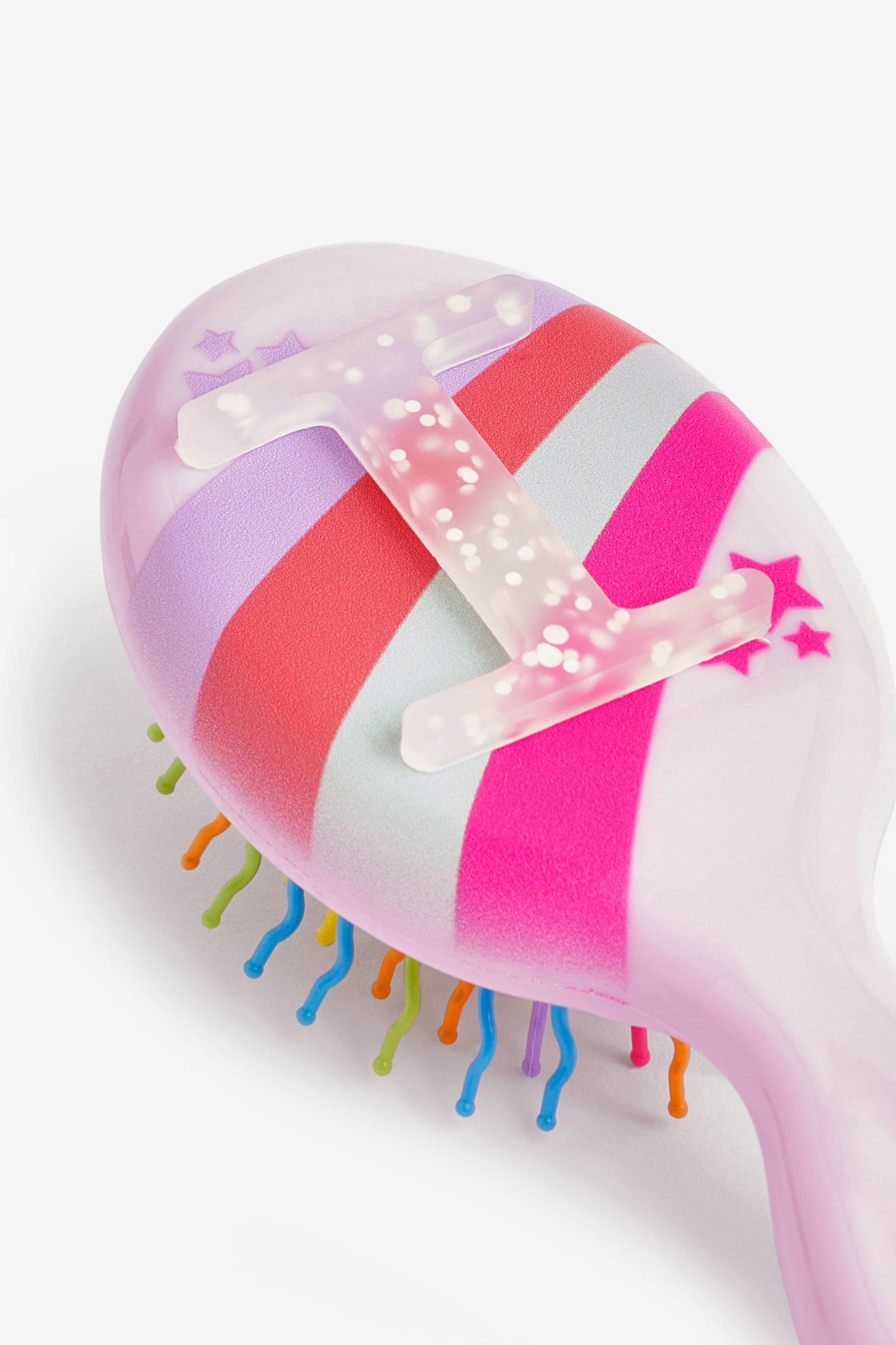 Light Pink I Initial Rainbow Hairbrush