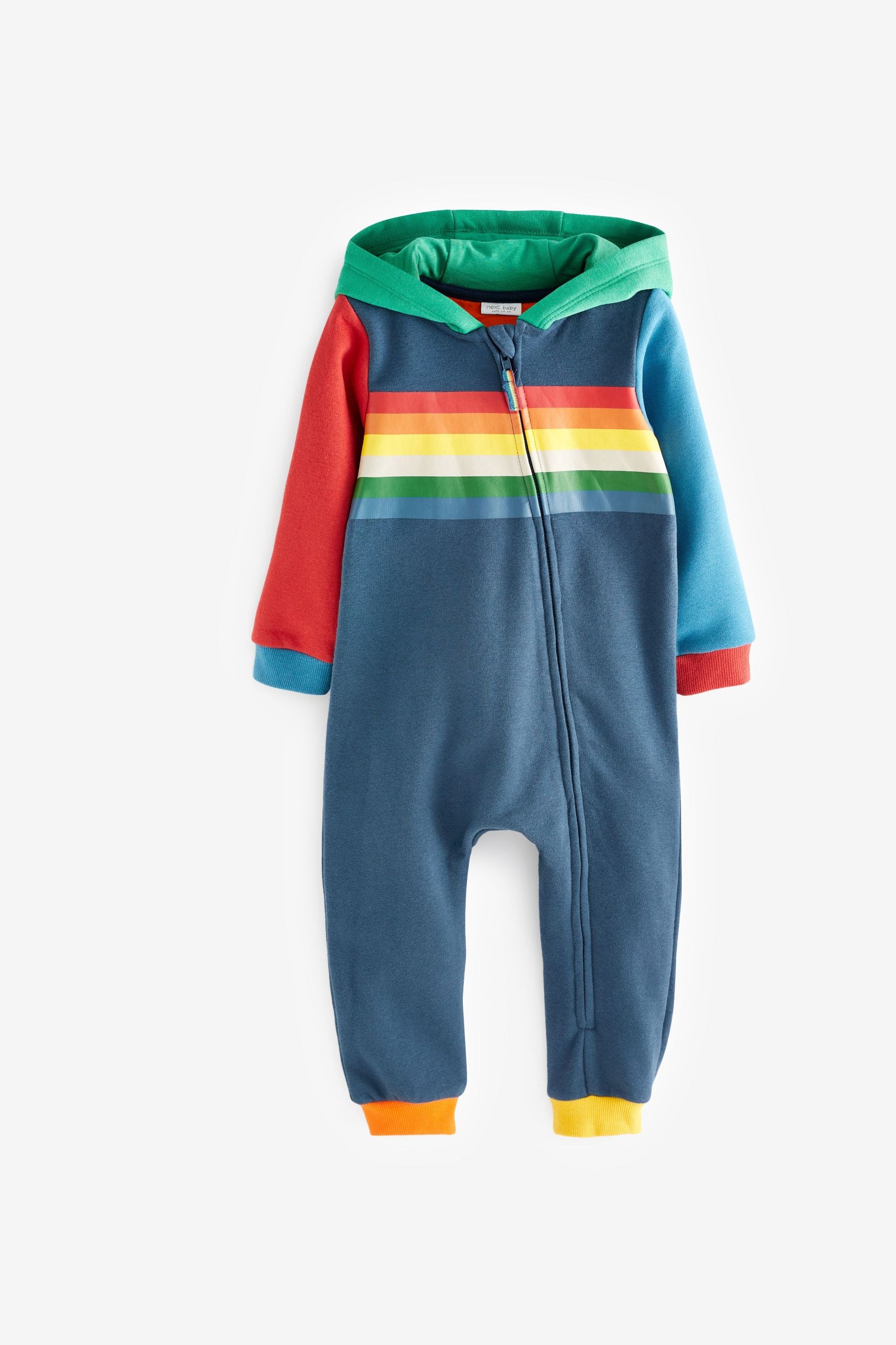 Multi Baby Rainbow Stripe Supersoft Brushed Back Romper