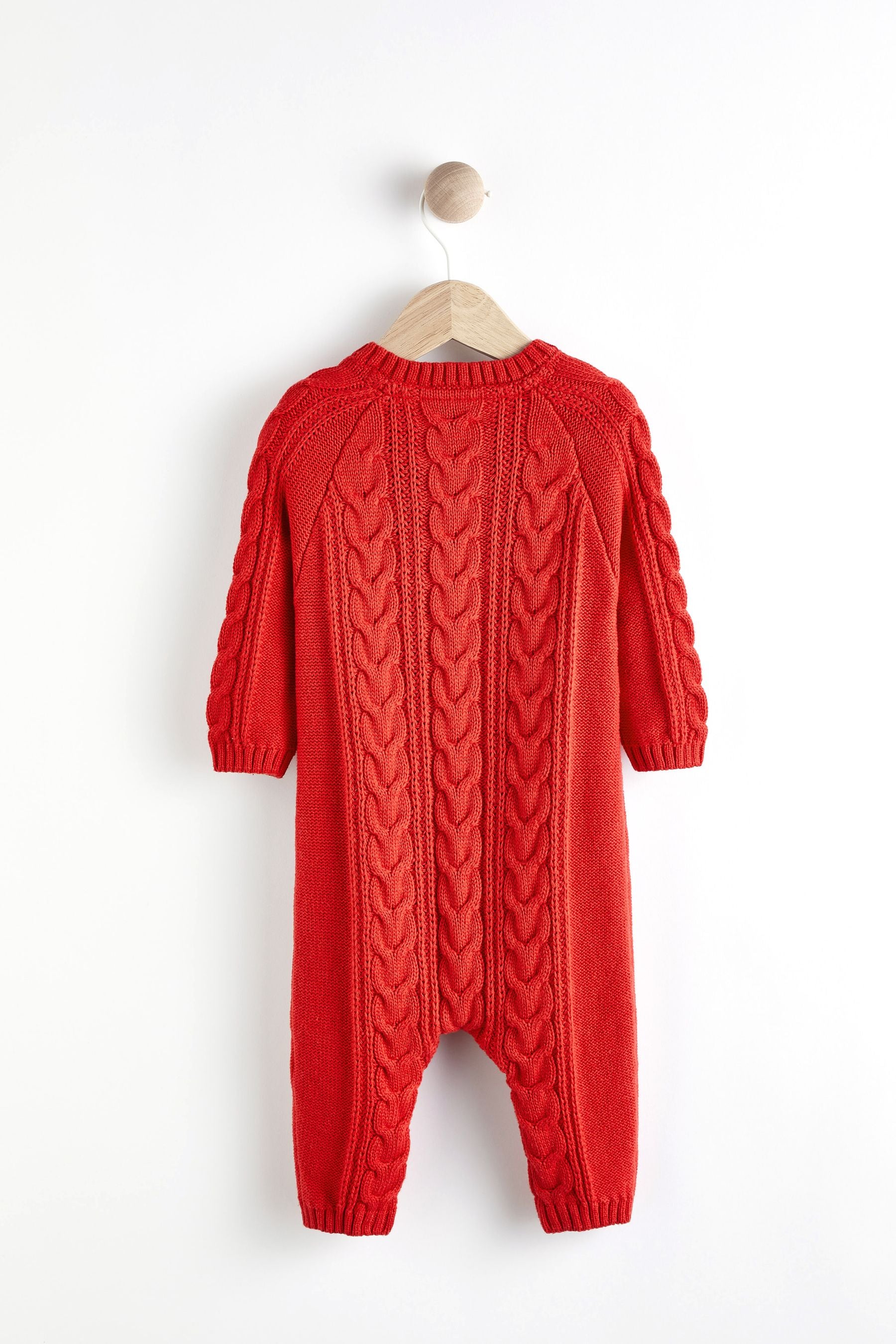 Red Cable Knit Baby Romper (0mths-2yrs)