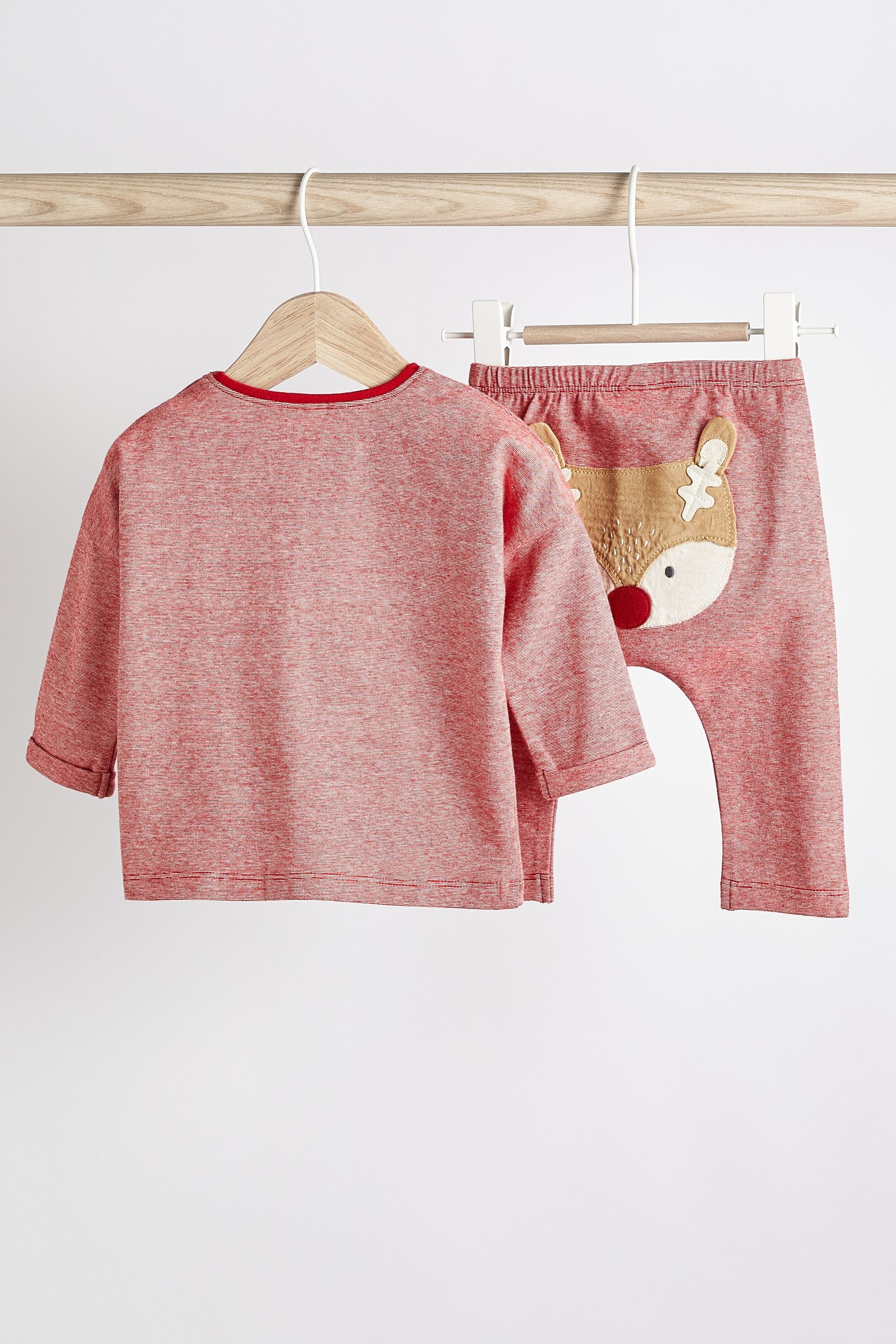 Red Reindeer Two Piece Baby T-shirt and Legging Set (0mths-2yrs)