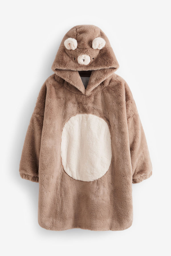 Brown Bear Soft Touch Fleece Blanket Hoodie (3-10yrs)