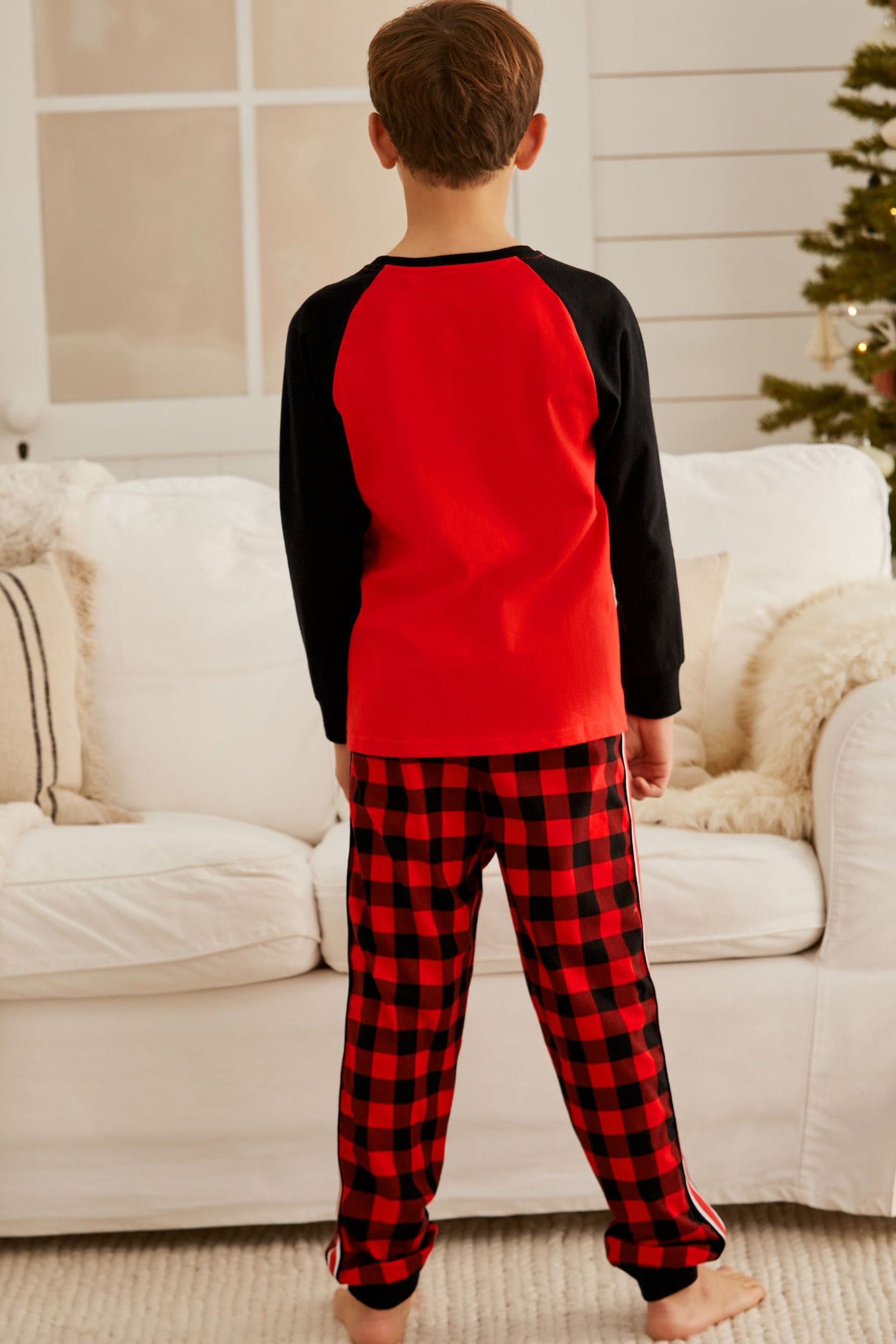 Red Reindeer Check Christmas Pyjamas (3-16yrs)