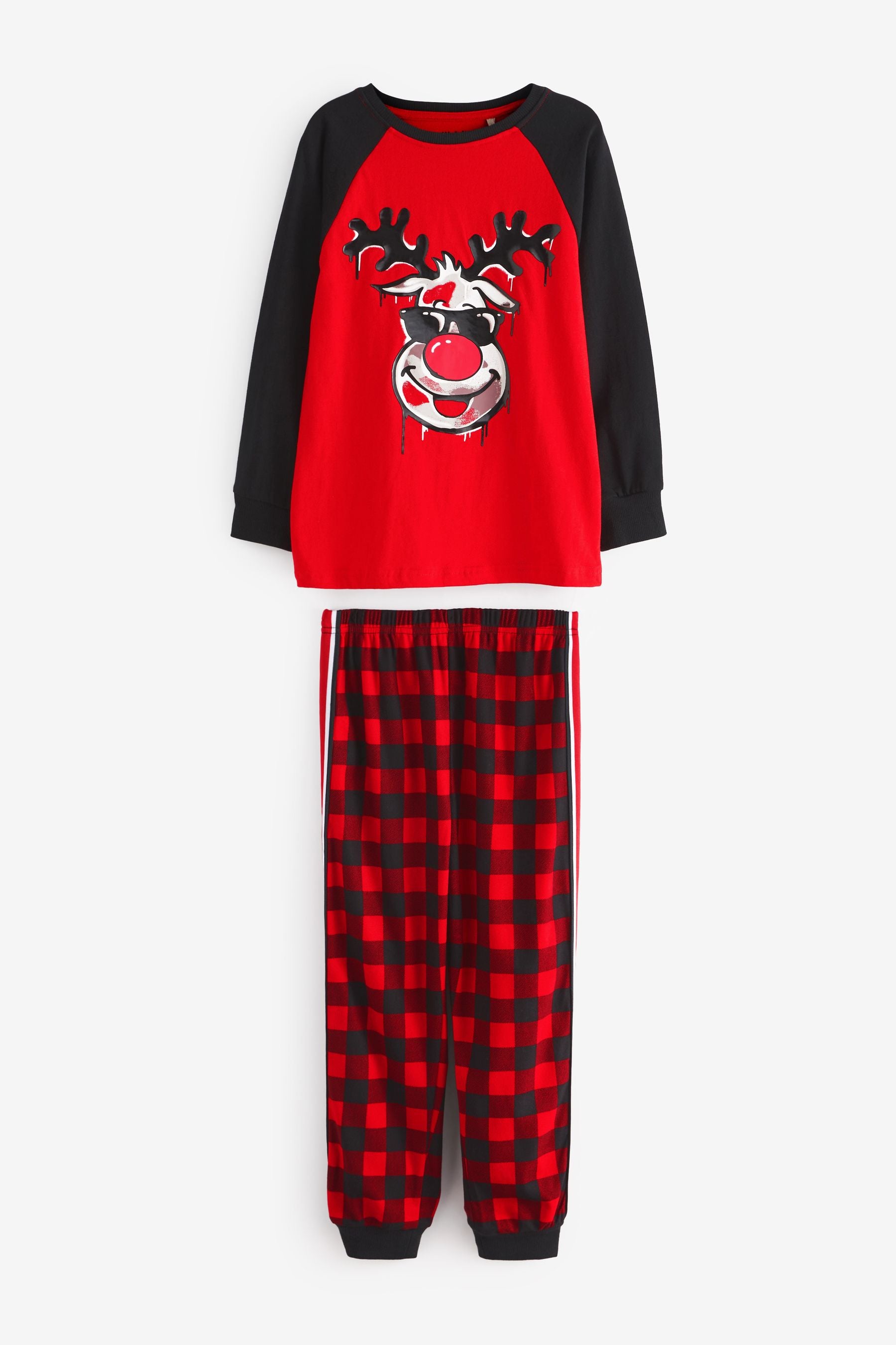 Red Reindeer Check Christmas Pyjamas (3-16yrs)