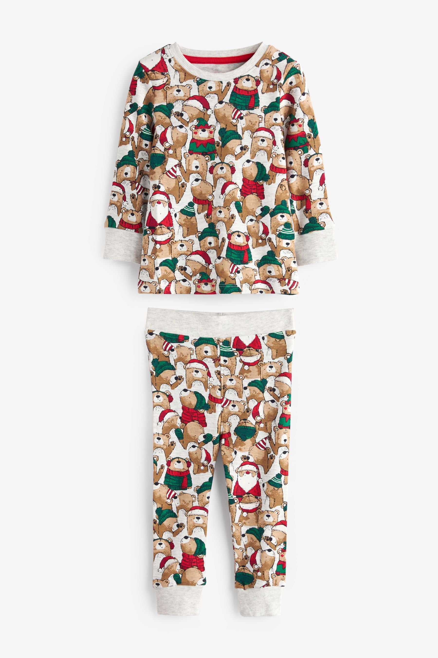 White Santa Bear Christmas Pyjamas (9mths-12yrs)