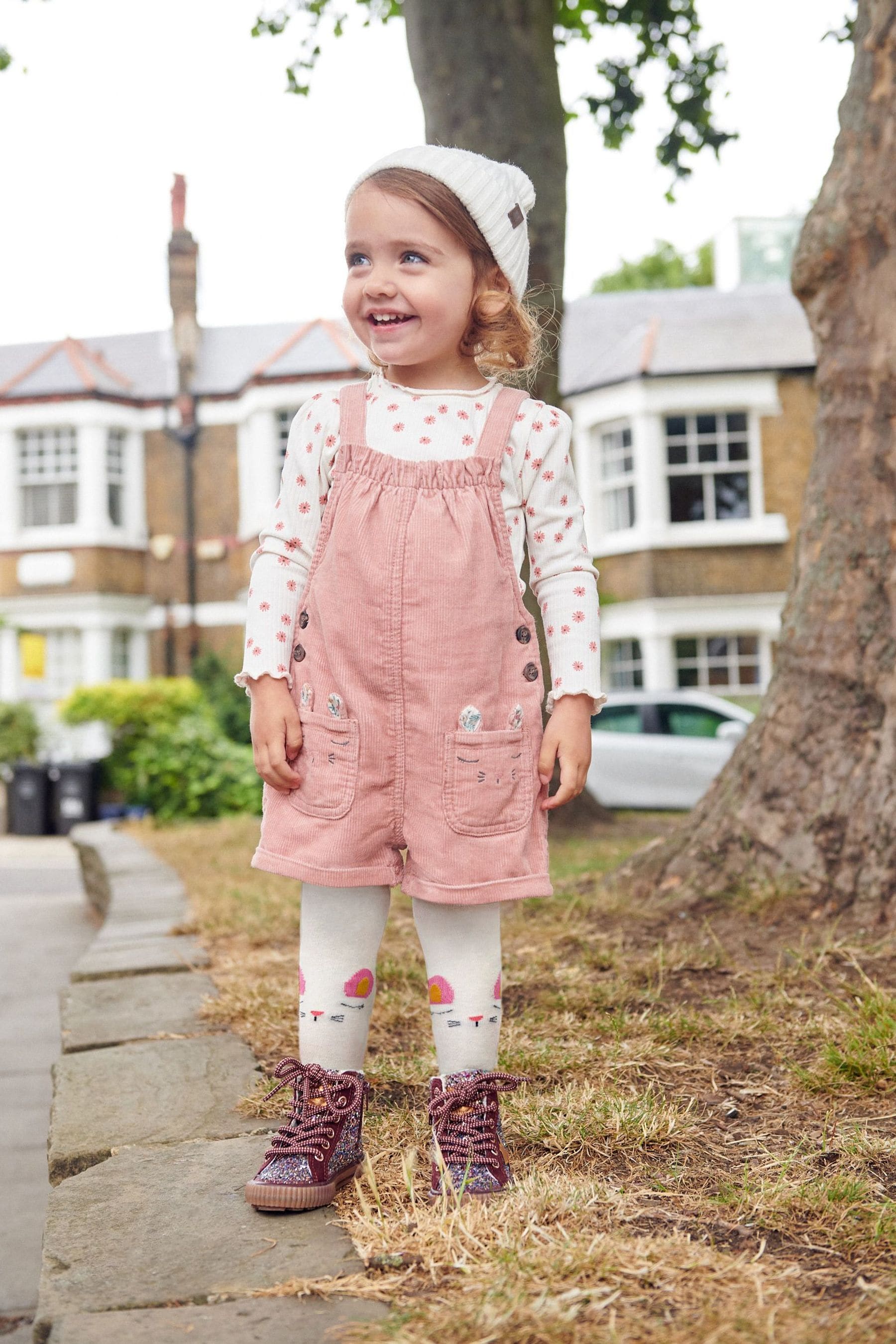 Pink Cord Dungaree 3 Piece Set (3mths-7yrs)