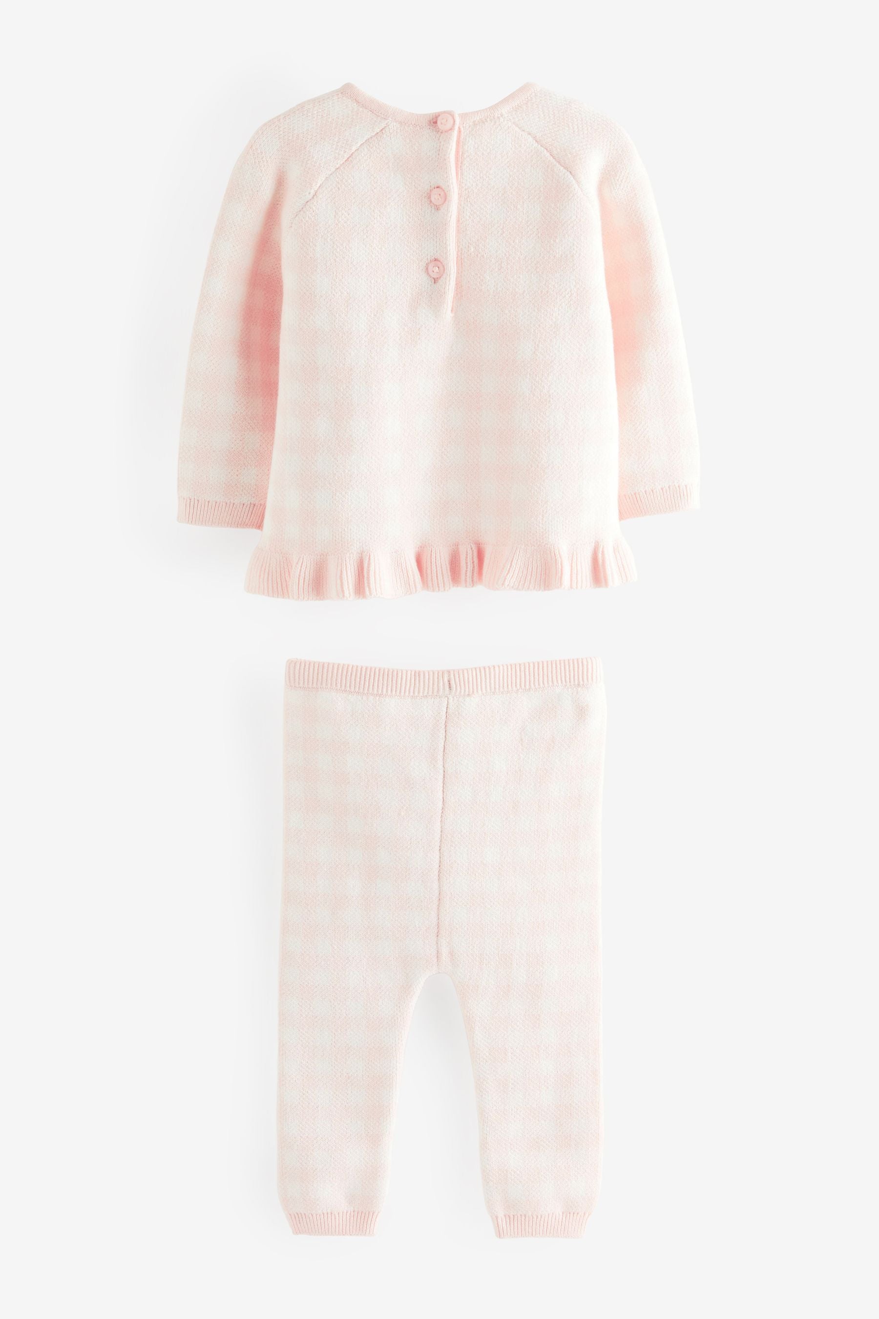 Pink/White check Two Piece Baby Knit Jumper And Leggings Set (0mths-2yrs)