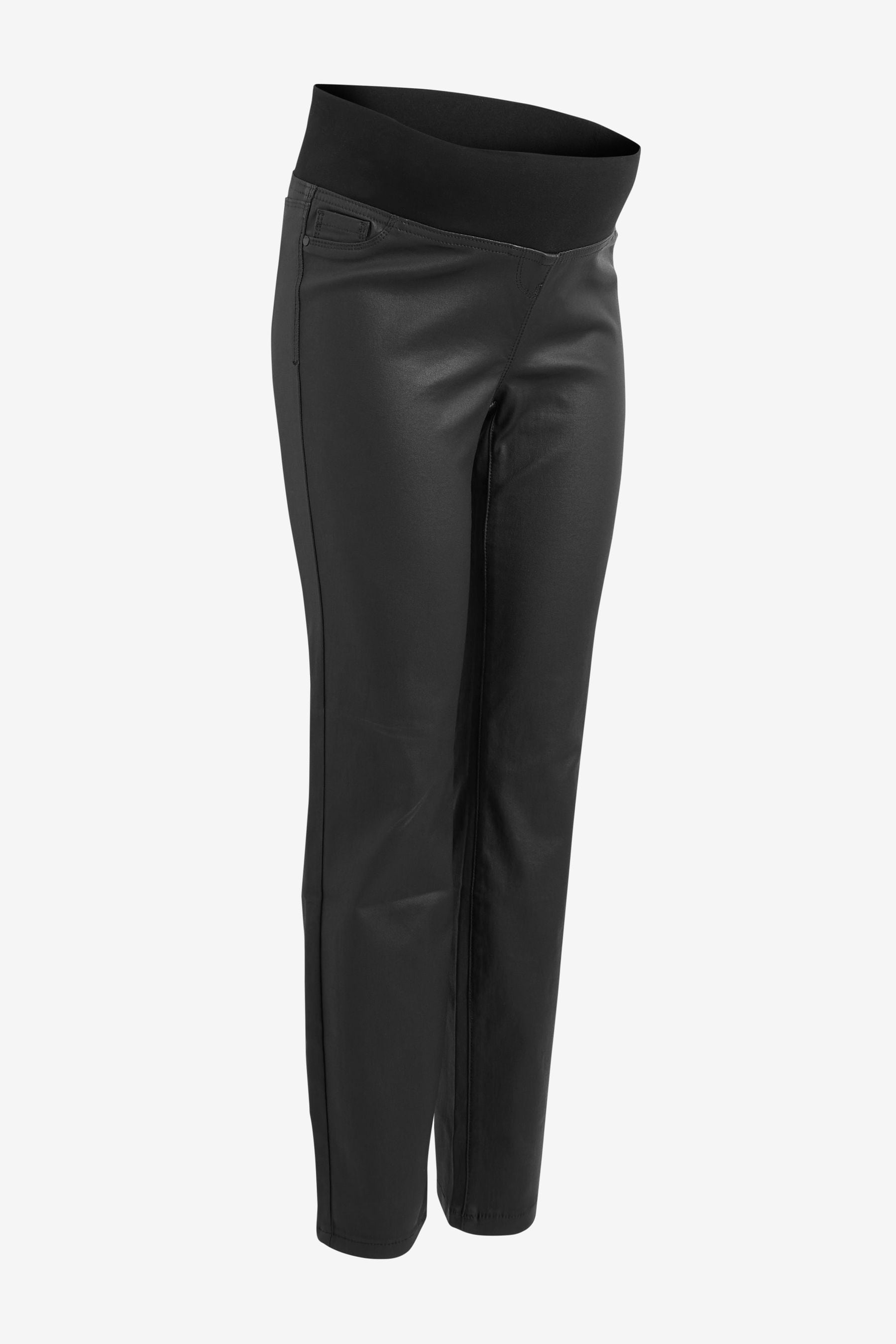 Black Maternity Coated Straight Leg Jeans