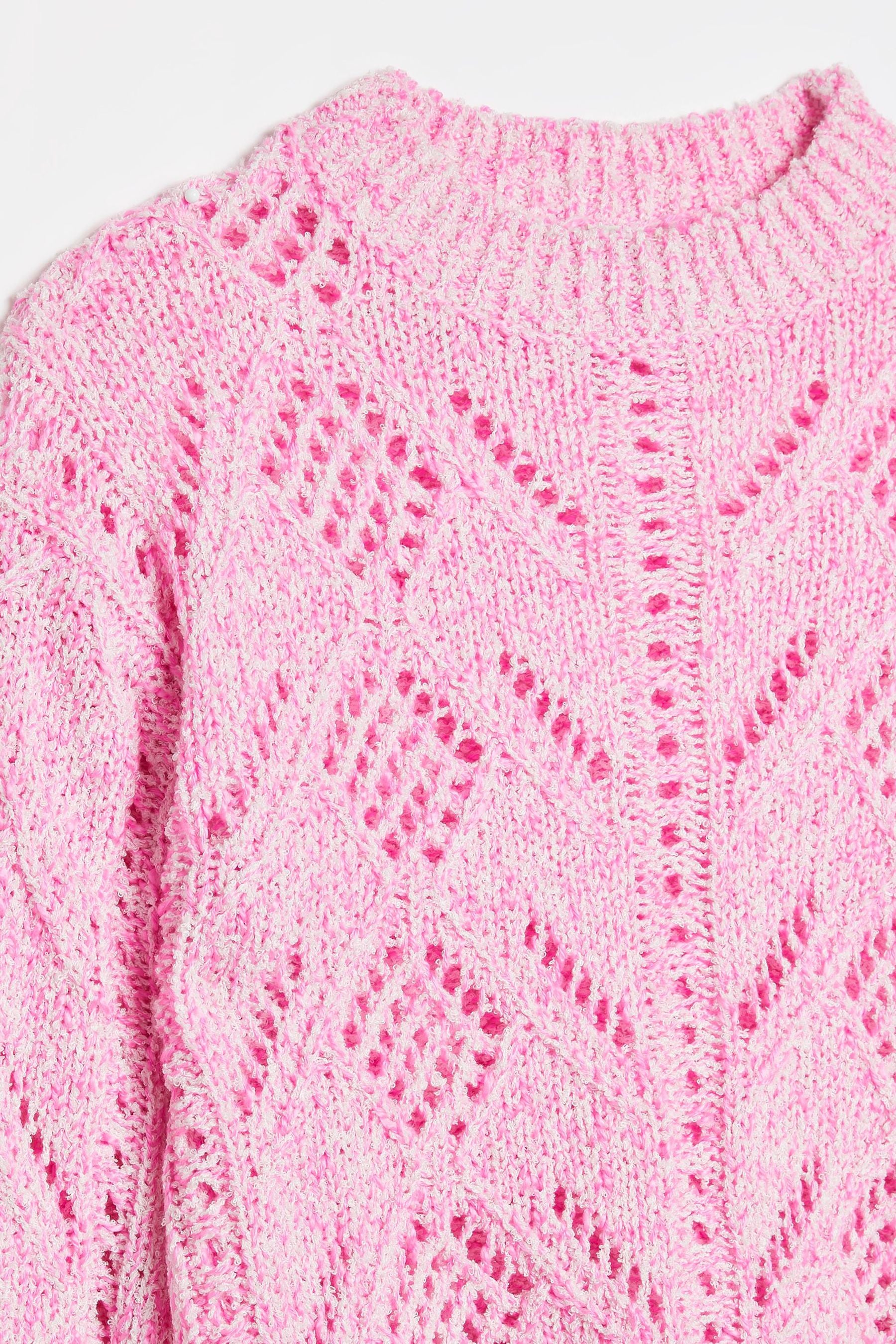 River Island Pink Bright Og Pointelle Stitch Jumper