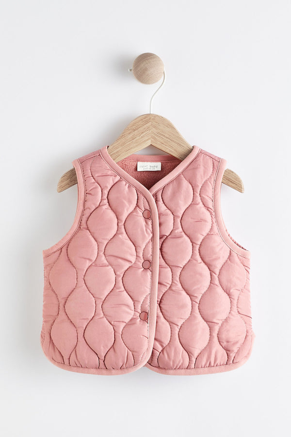 Pink Quilted Baby Gilet (0mths-2yrs)