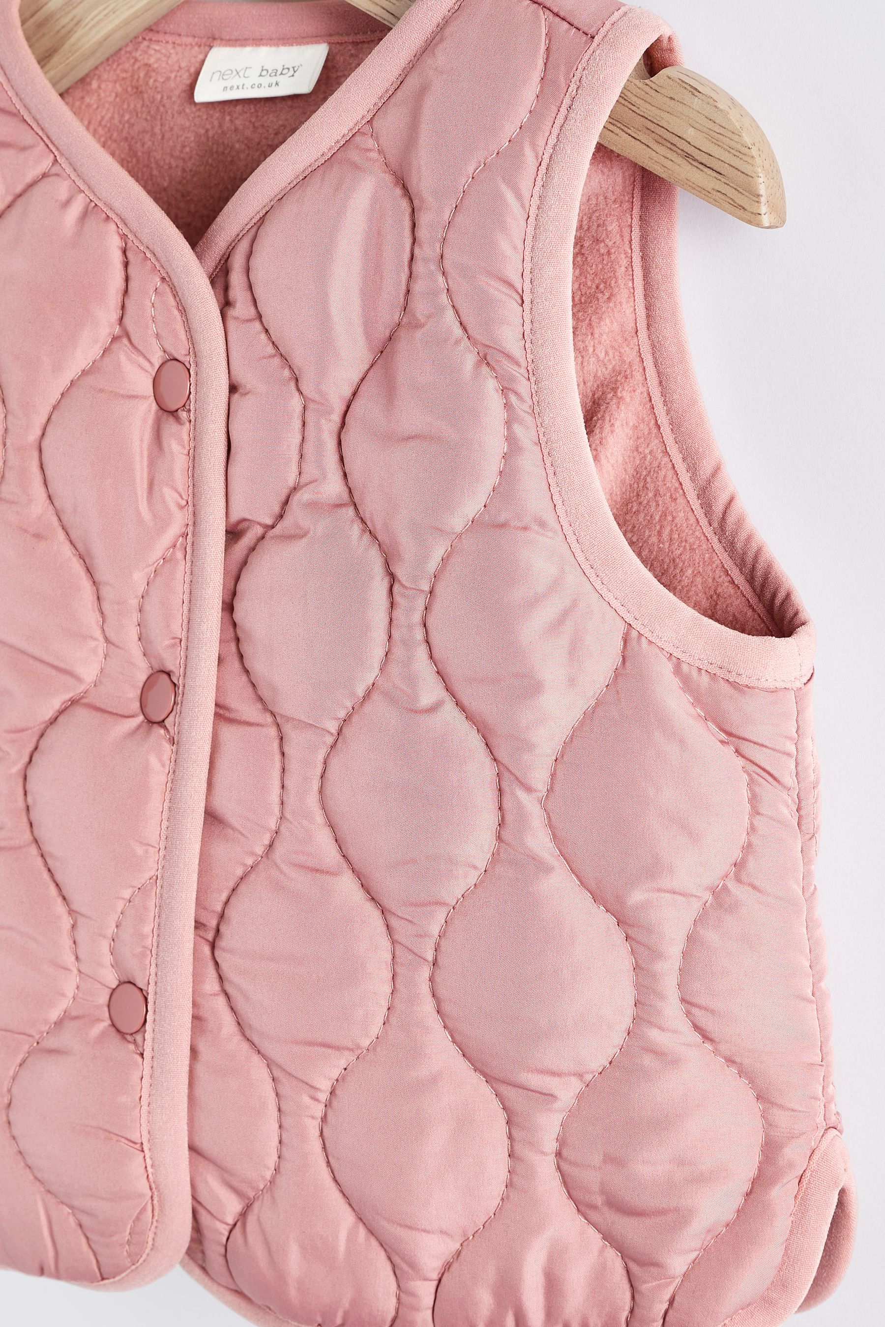 Pink Quilted Baby Gilet (0mths-2yrs)