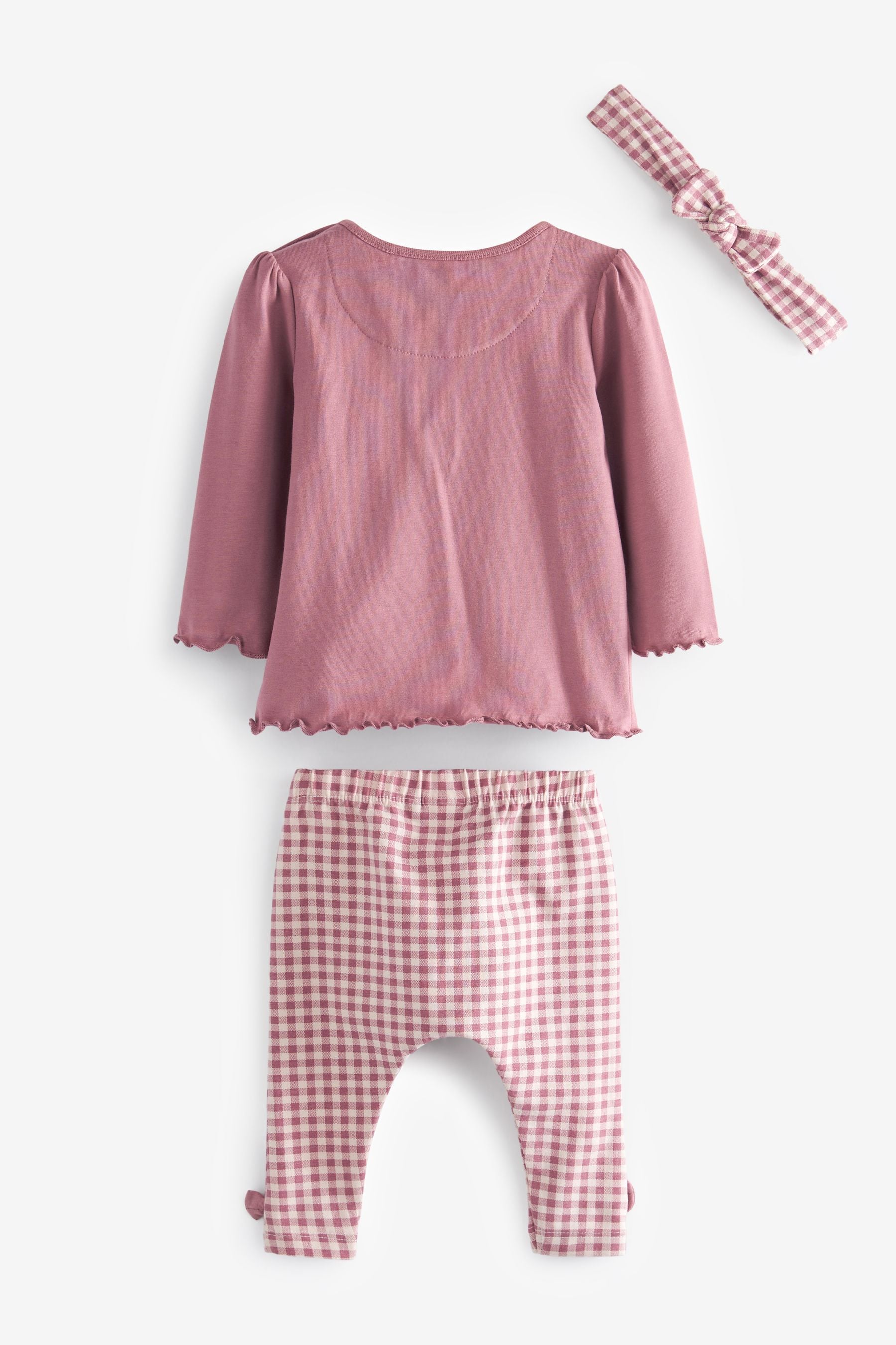 Pink Three Piece T-Shirt, Leggings And Headband Set