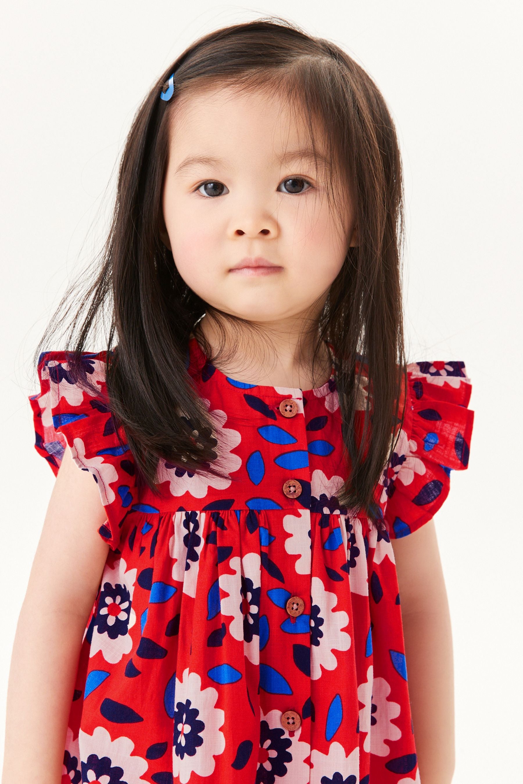 Retro Print Frill Sleeve Cotton Dress (3mths-8yrs)