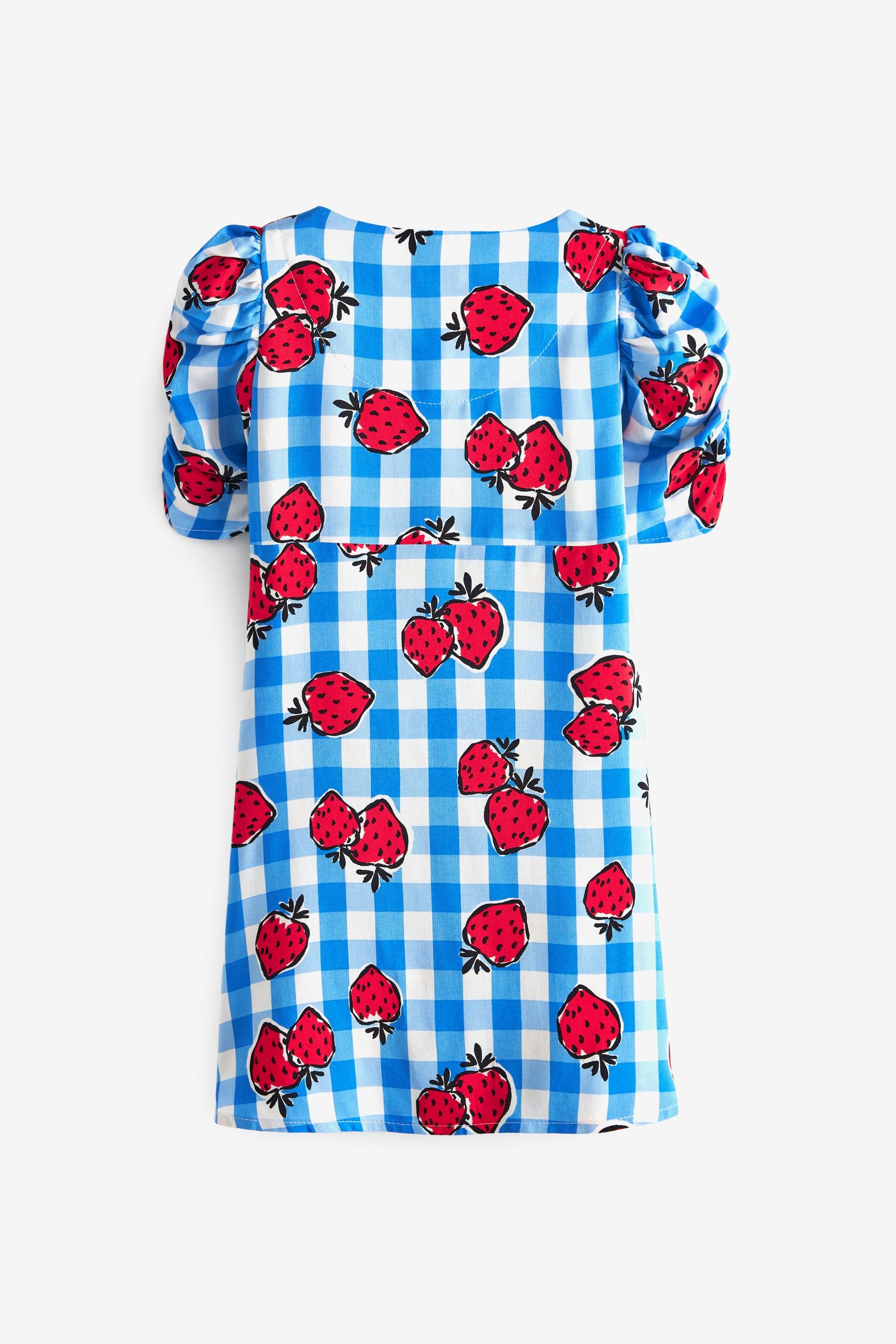 Strawberry Print Ruched Sleeve Dress (3-16yrs)