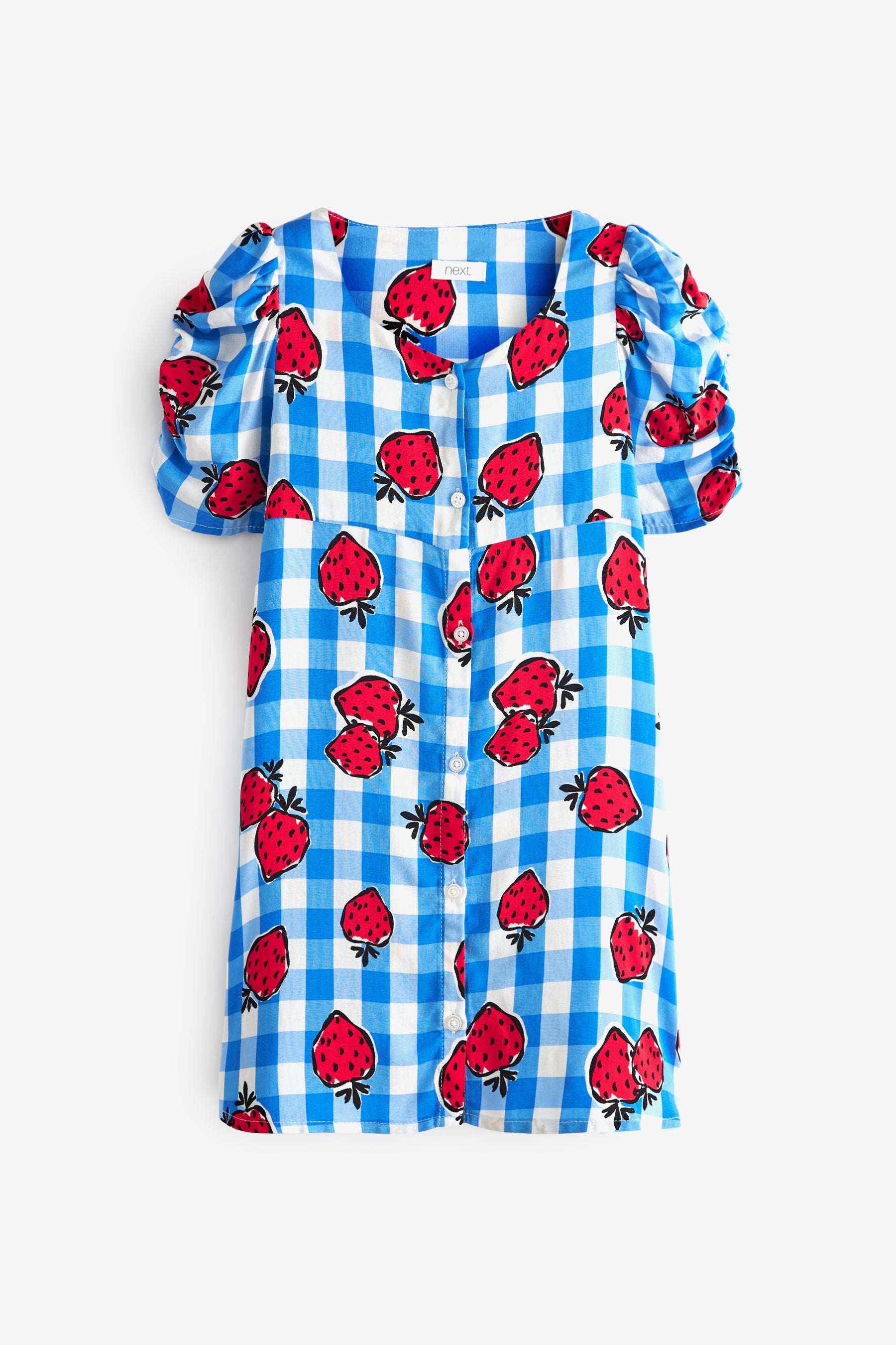 Strawberry Print Ruched Sleeve Dress (3-16yrs)