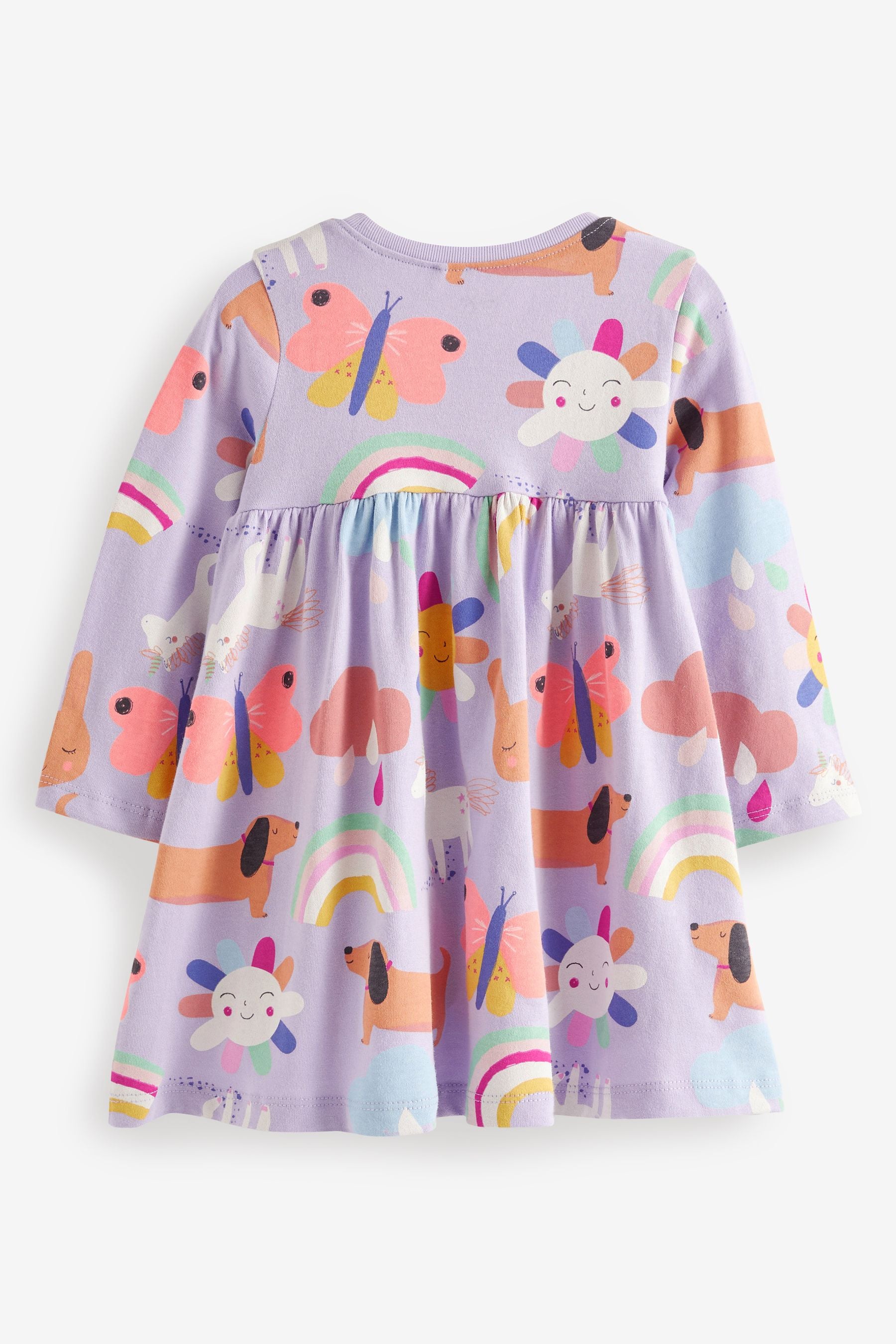 Lilac Purple Character Long Sleeve Jersey Dress (3mths-7yrs)