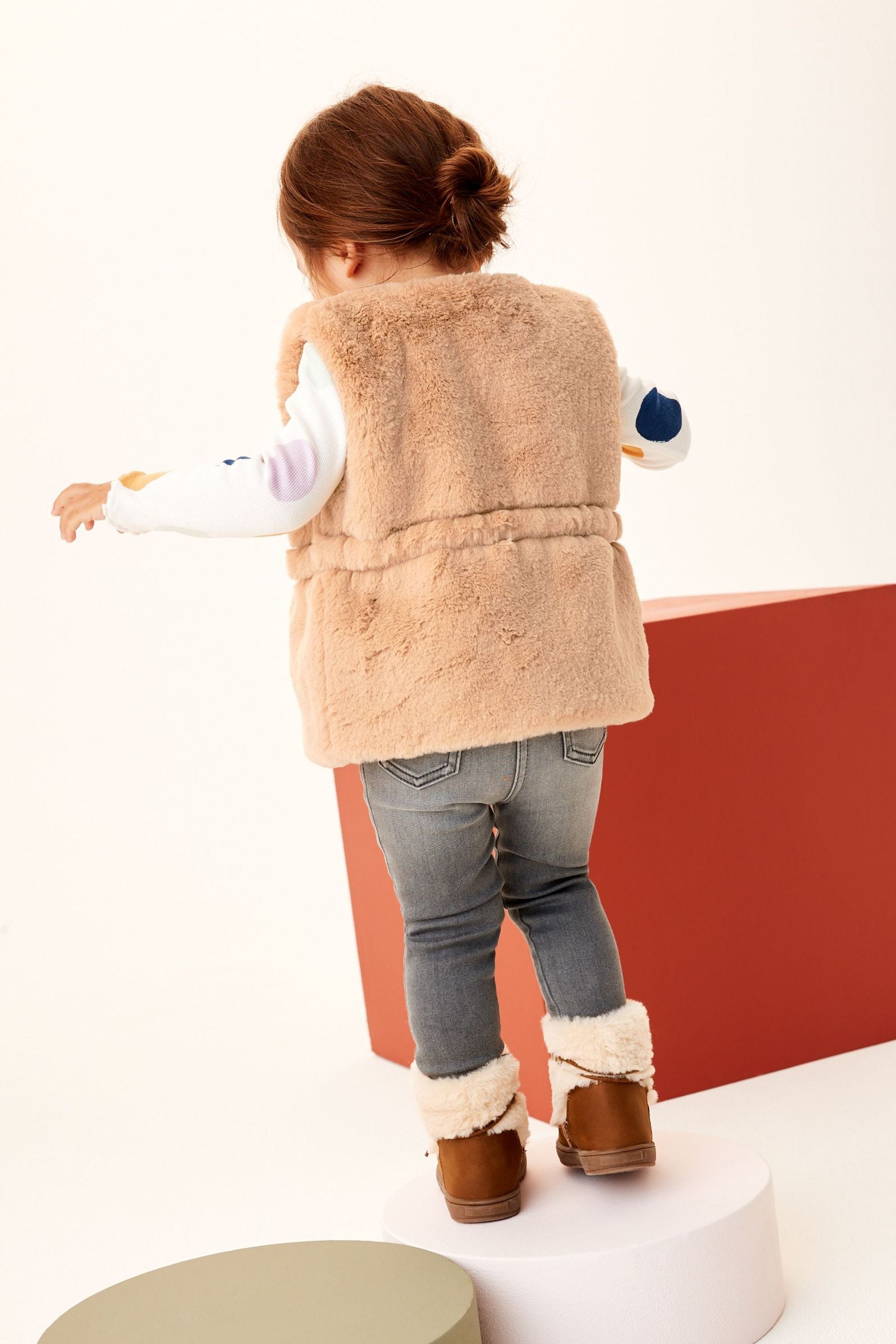 Camel Brown Faux Fur Gilet (3mths-7yrs)