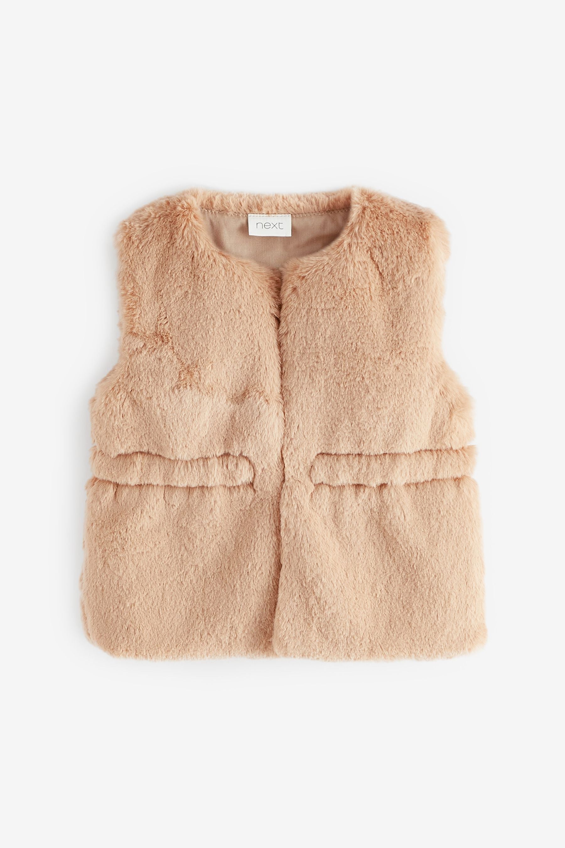 Camel Brown Faux Fur Gilet (3mths-7yrs)