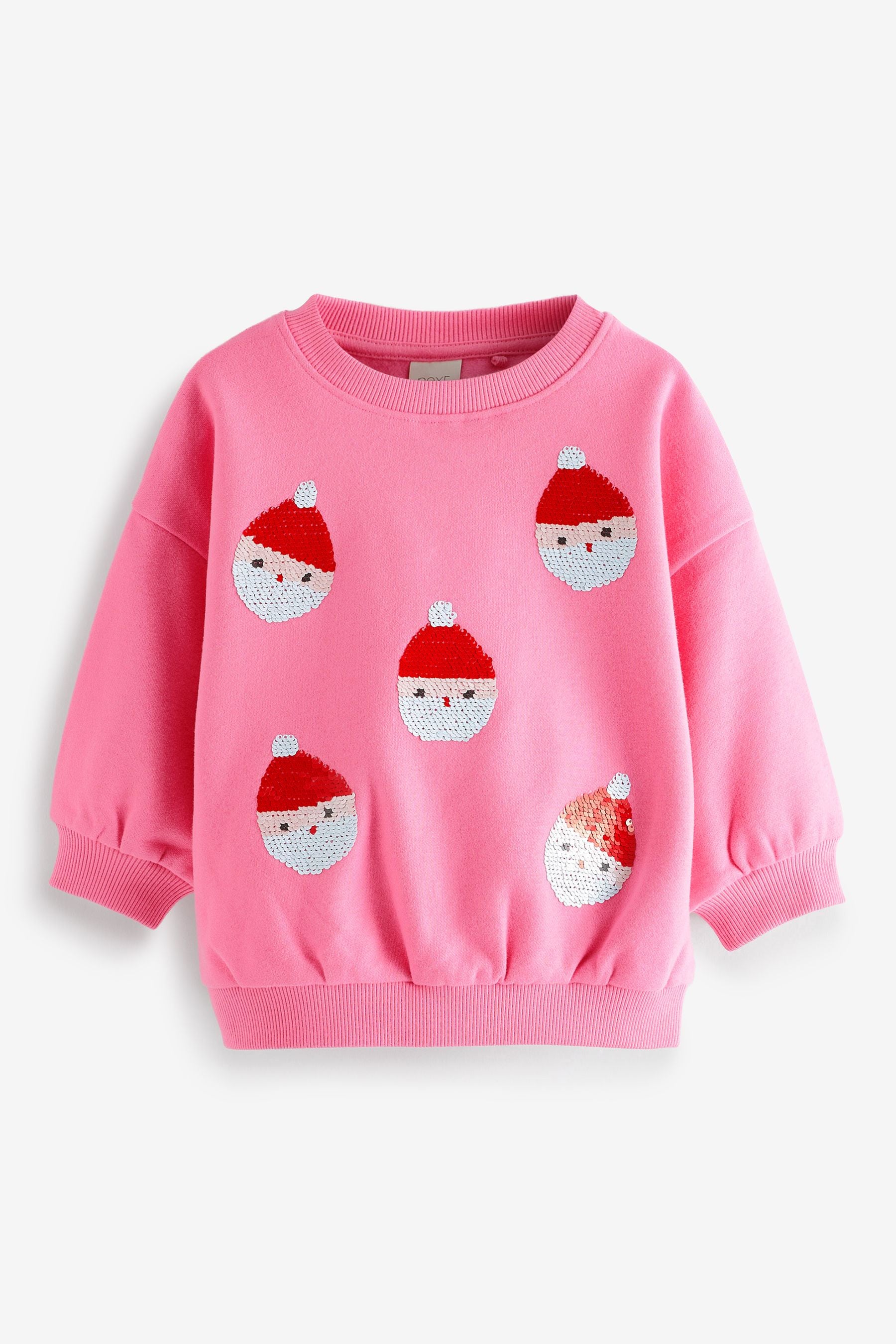 Pink Sequin Santa Crew Sweater (9mths-7yrs)