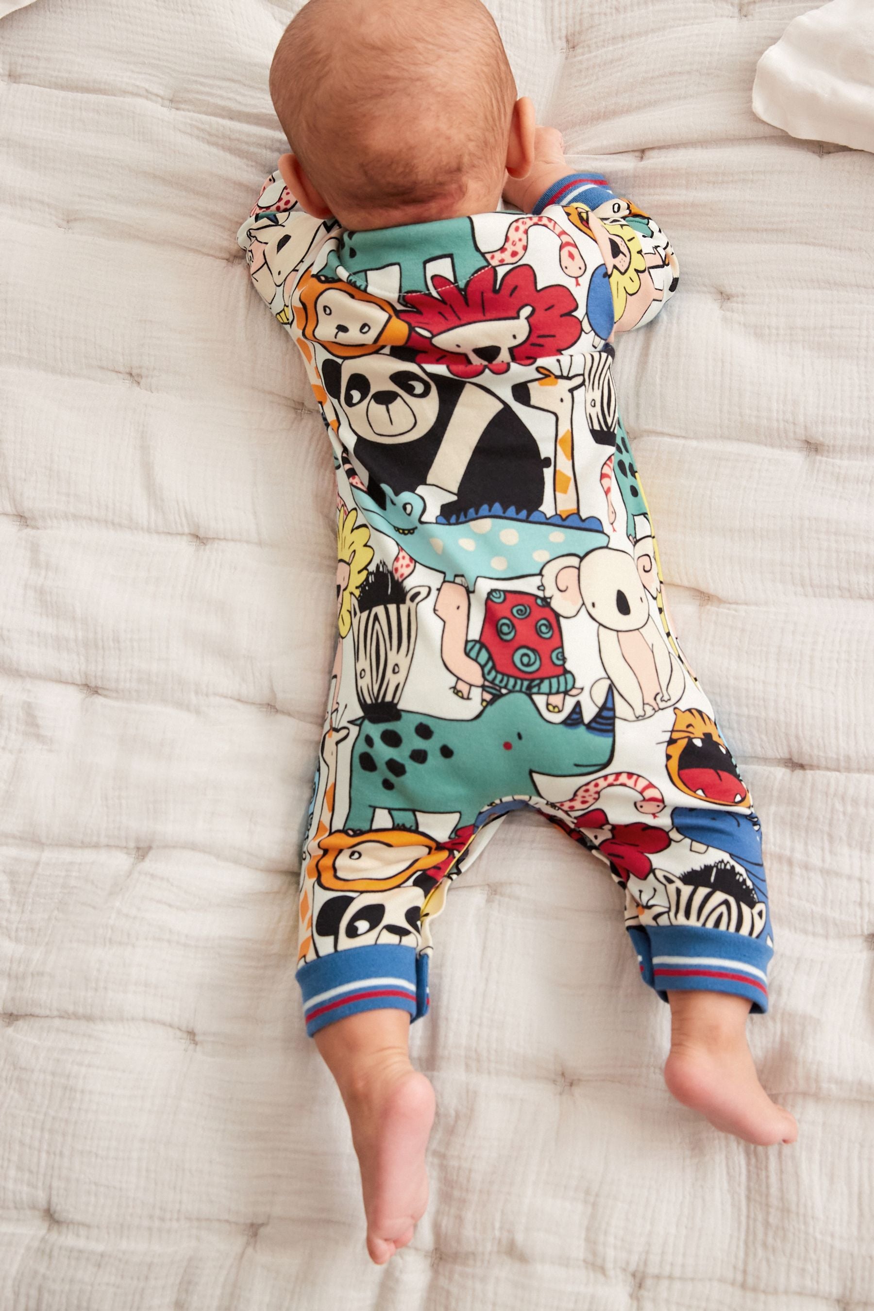 Bright Cartoon Animals Baby Printed Footless Sleepsuits Two Pack (0-2yrs)