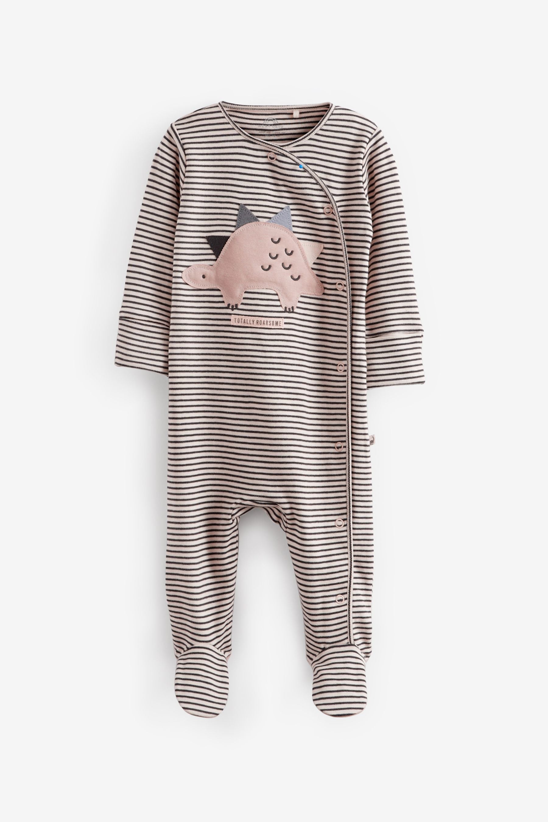 Grey Dinosaur Baby Sleepsuits 3 Pack (0-2yrs)