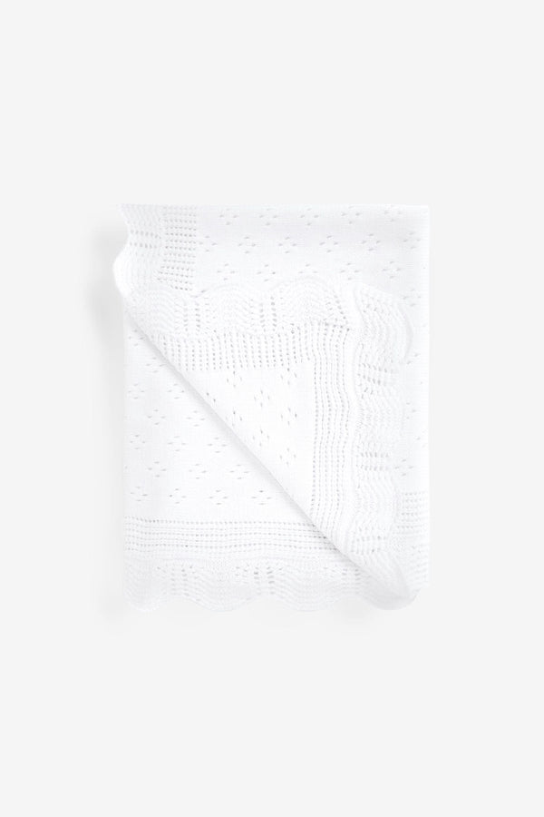 White Knitted Baby Occasion Blanket