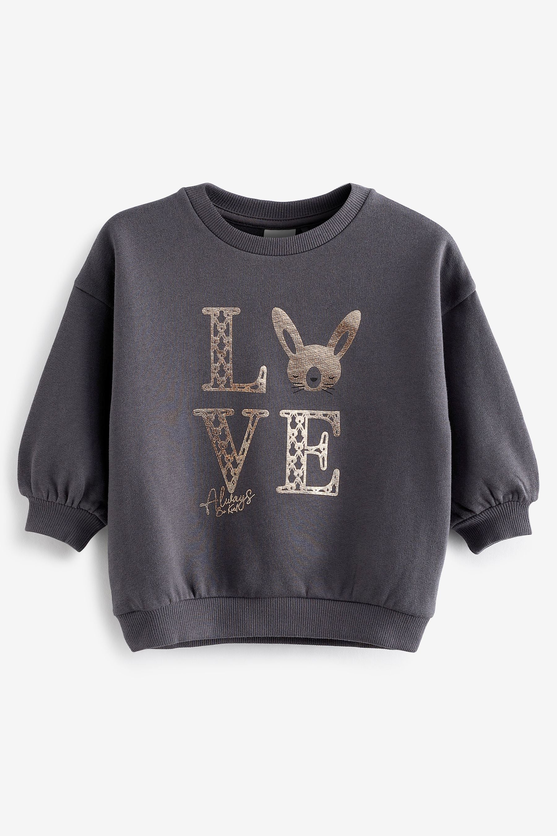 Black Bunny Jersey Crew Sweatshirt (3mths-7yrs)