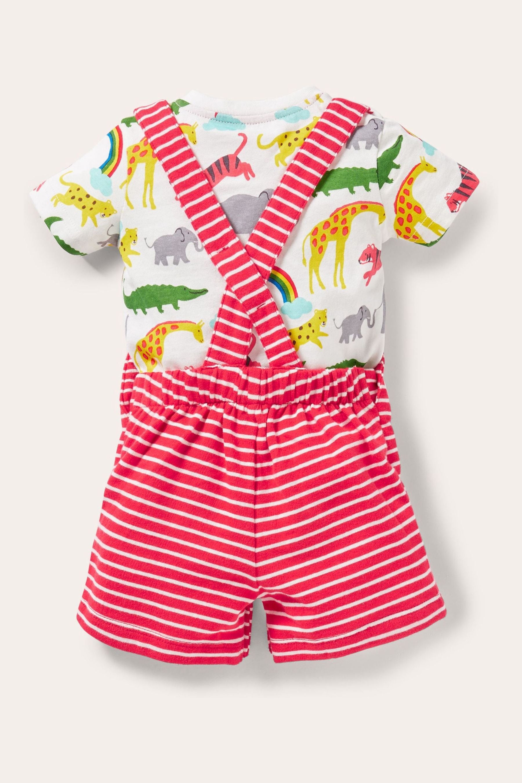 Boden Short Red Jersey Dungaree Set