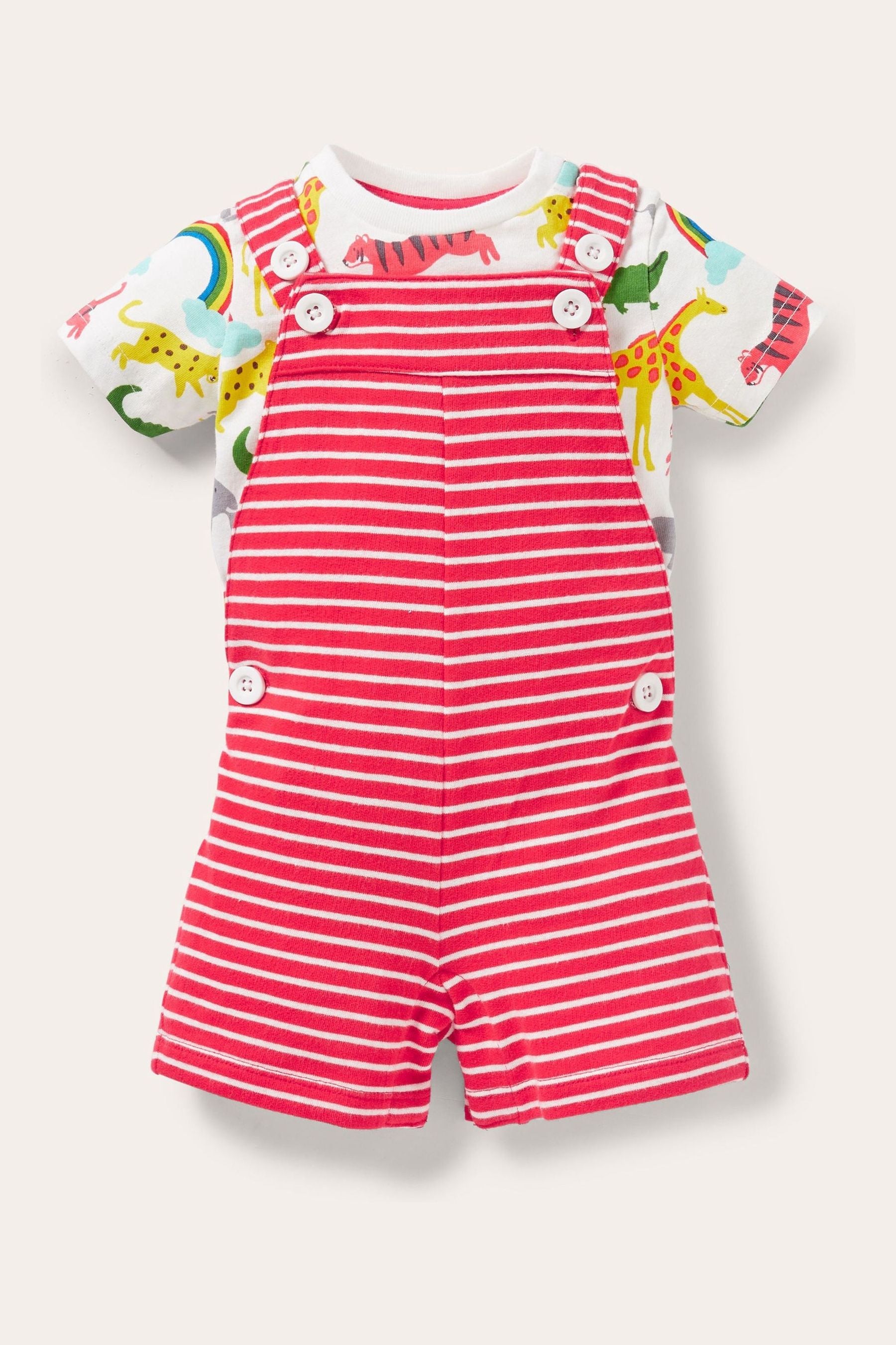 Boden Short Red Jersey Dungaree Set