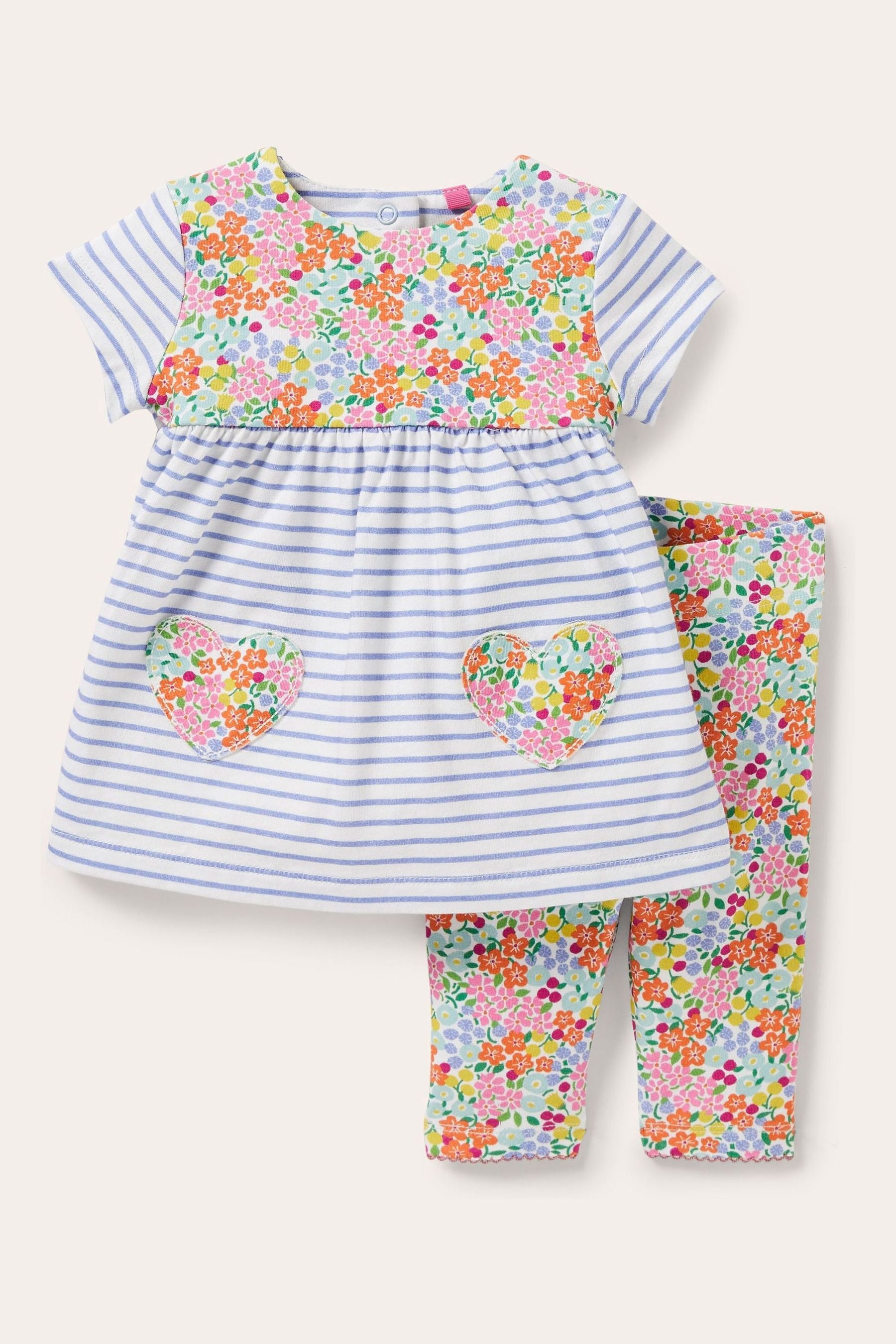 Boden Blue Floral Jersey Dress Set