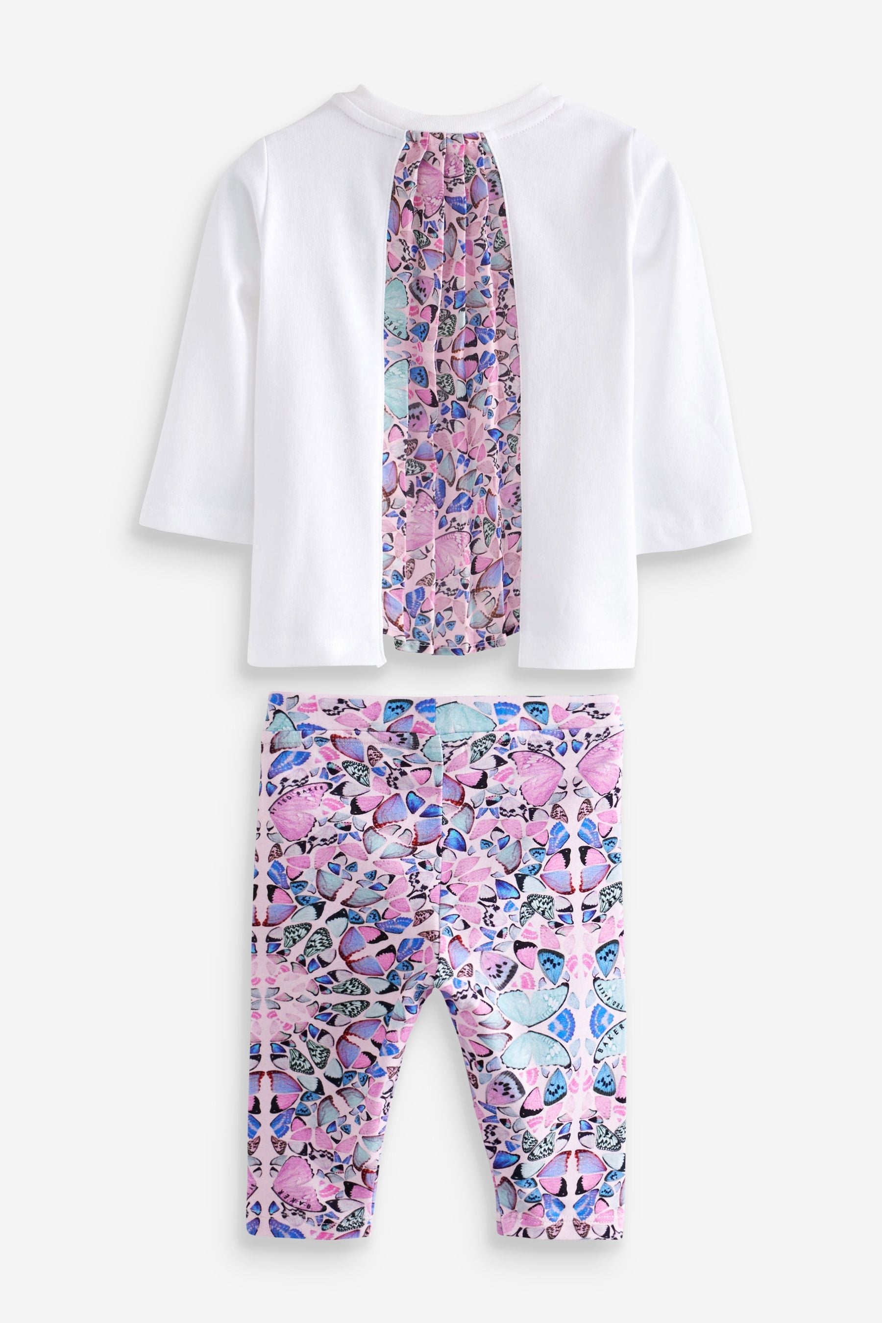 White/Pink Baker by Ted Baker White Butterfly T-Shirt & Leggings Set