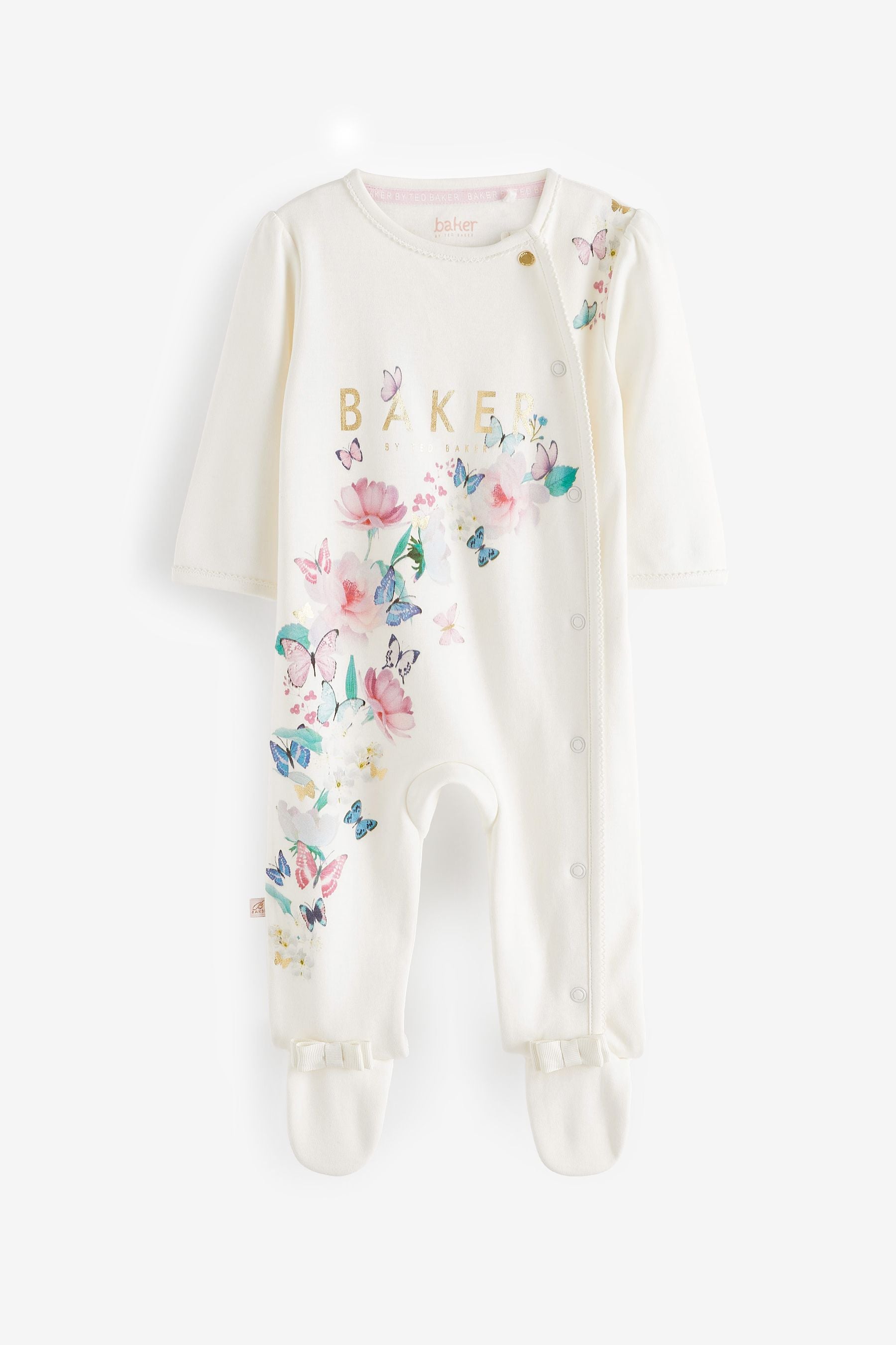 White Baker by Ted Baker White Butterfly Graphic Sleepsuit and Headband Set