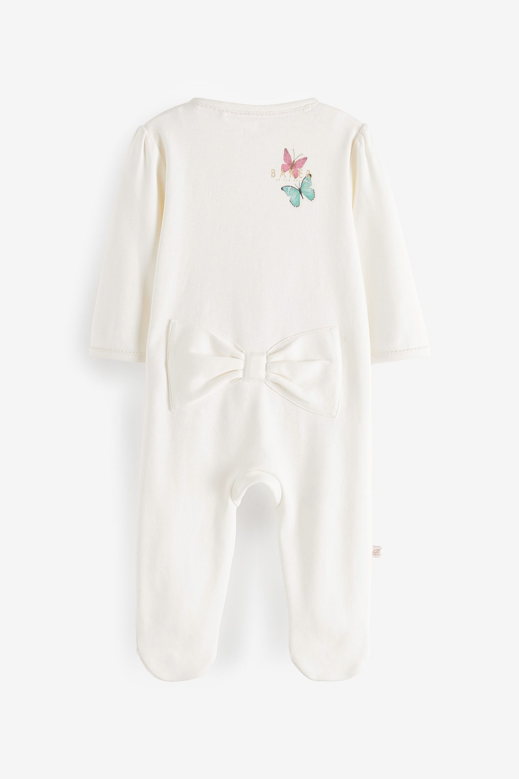 White Baker by Ted Baker White Butterfly Graphic Sleepsuit and Headband Set