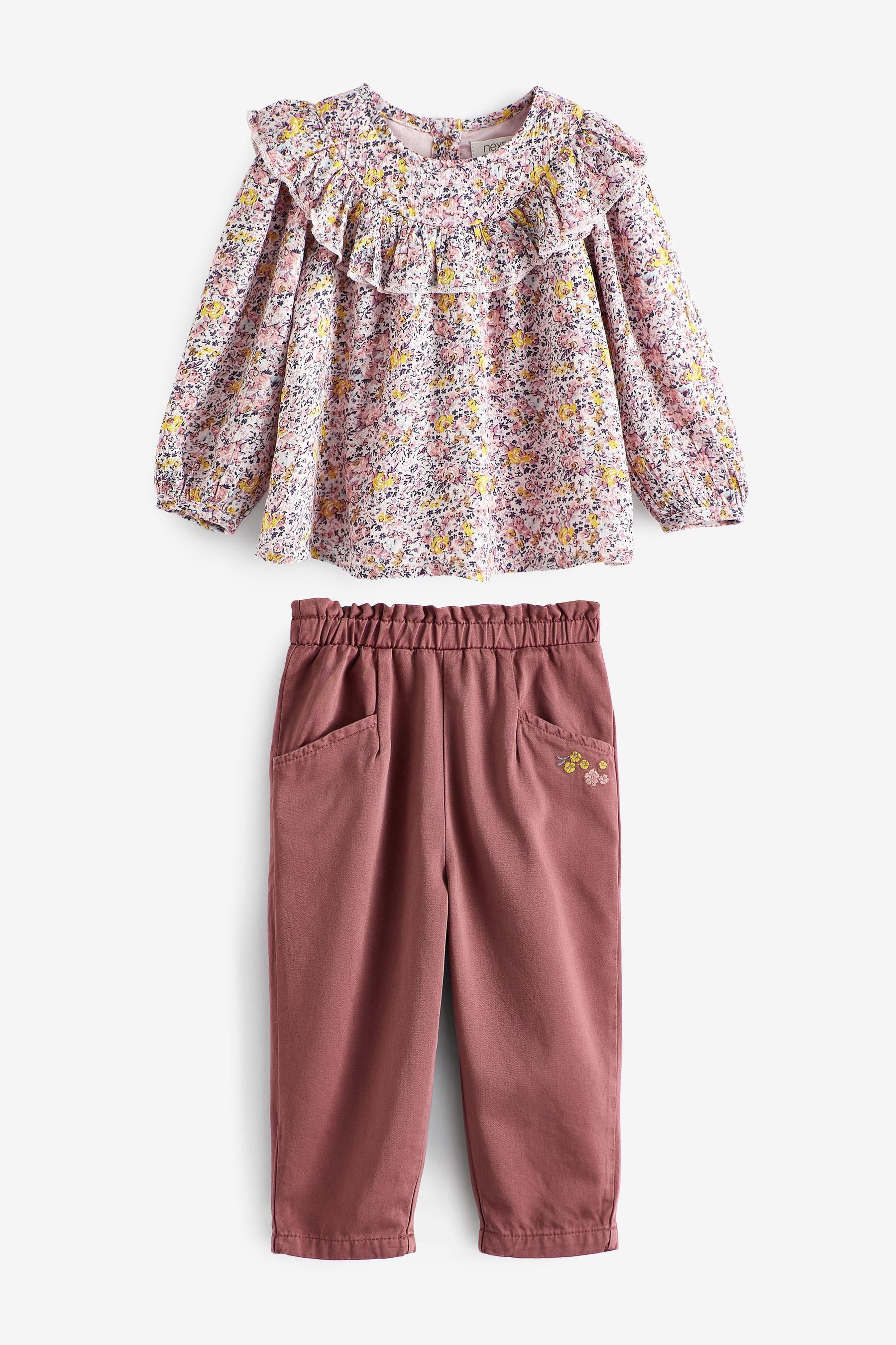 Pink Printed Blouse And Trousers Set (3mths-7yrs)