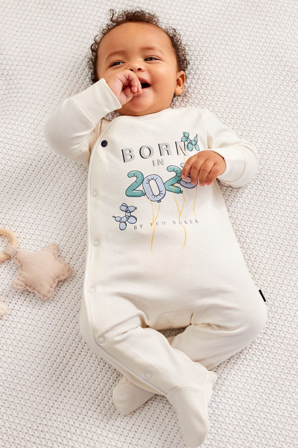 White Baker by Ted Baker Born in 2023 White Sleepsuit