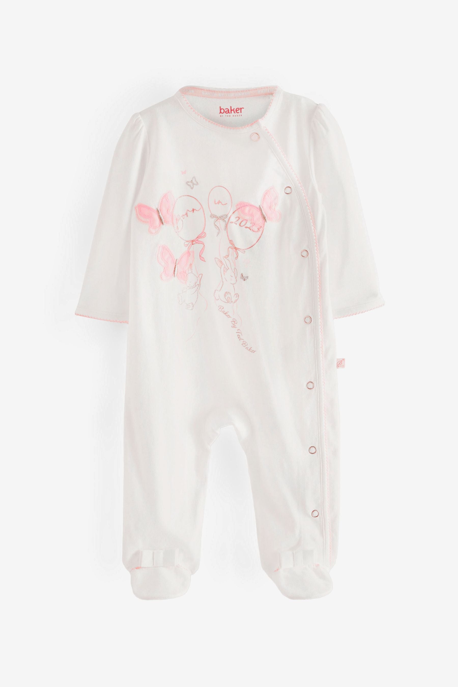 Pink Baker by Ted Baker White Born In 2023 Sleepsuit