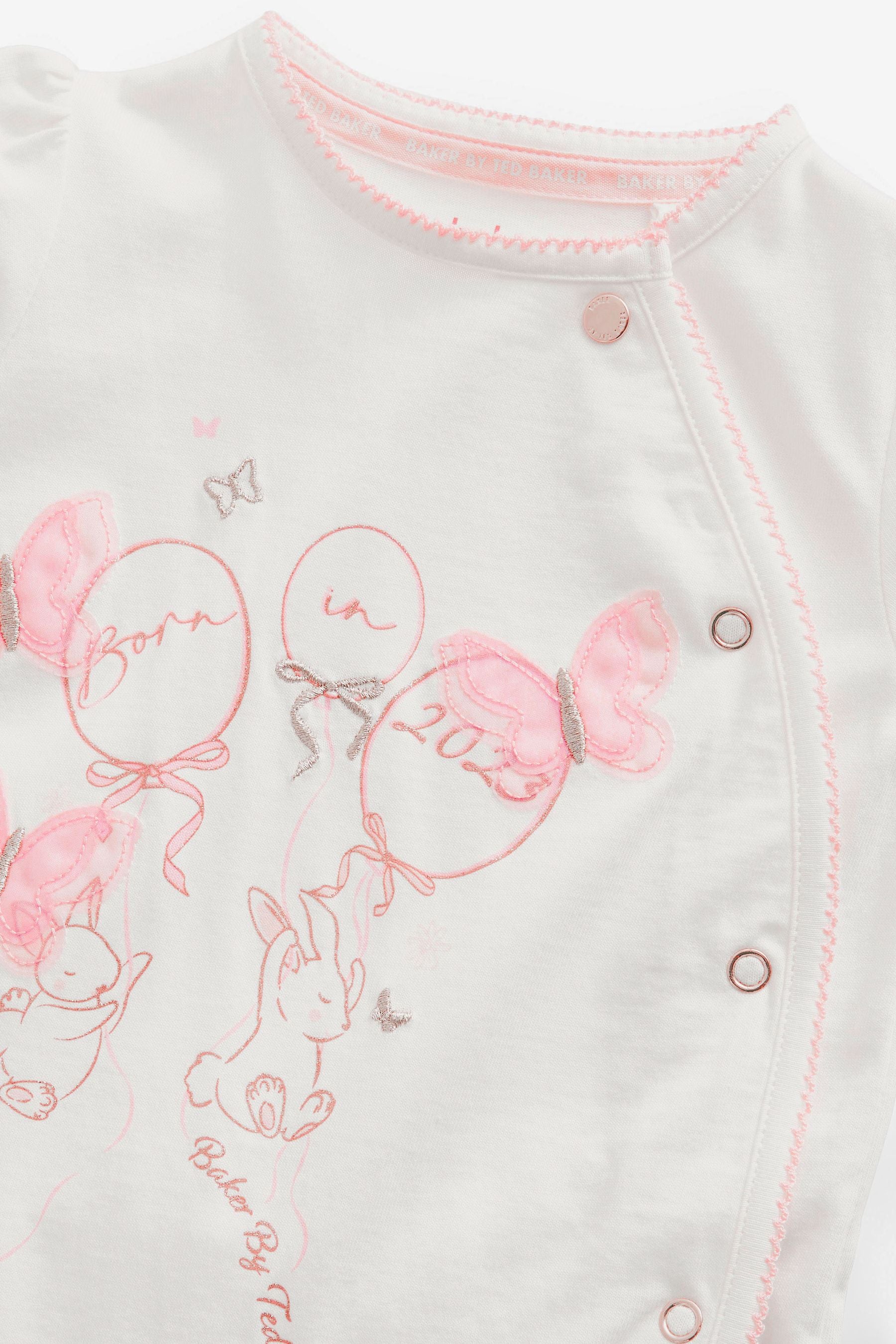 Pink Baker by Ted Baker White Born In 2023 Sleepsuit