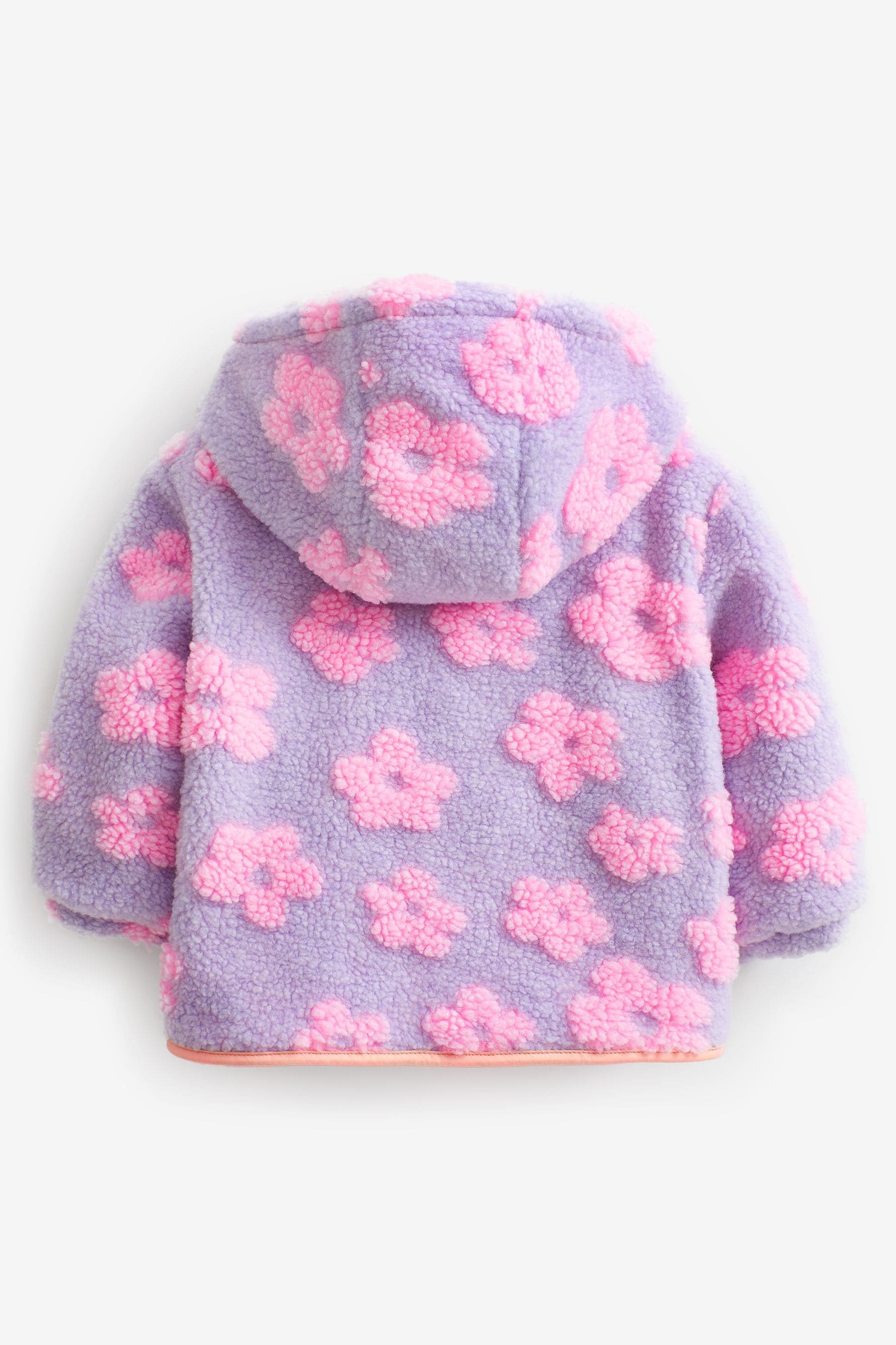 Lilac Purple Floral Teddy Borg Hooded Jacket (12mths-7yrs)