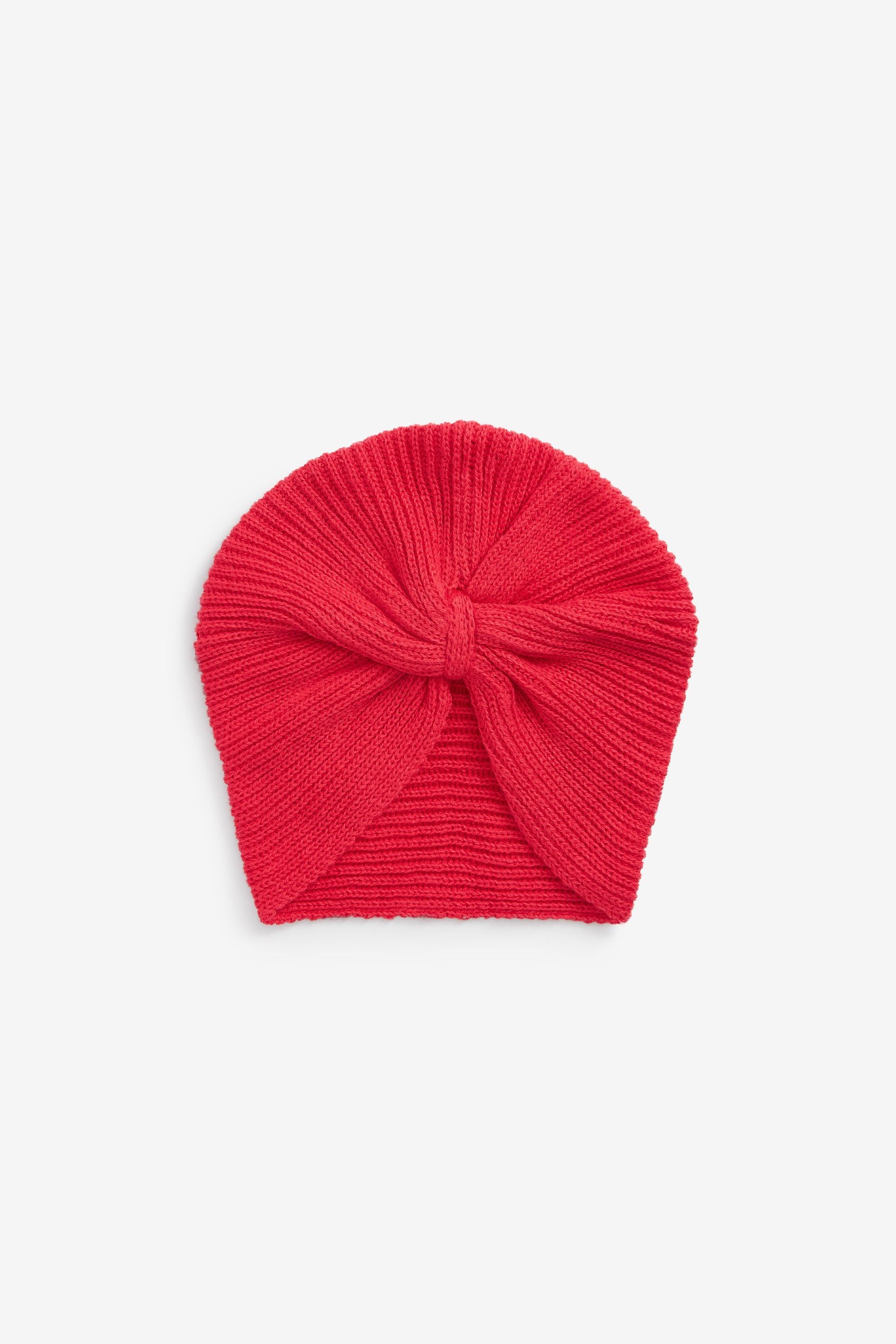 Red Knitted Baby Turban Hat (0mths-2yrs)