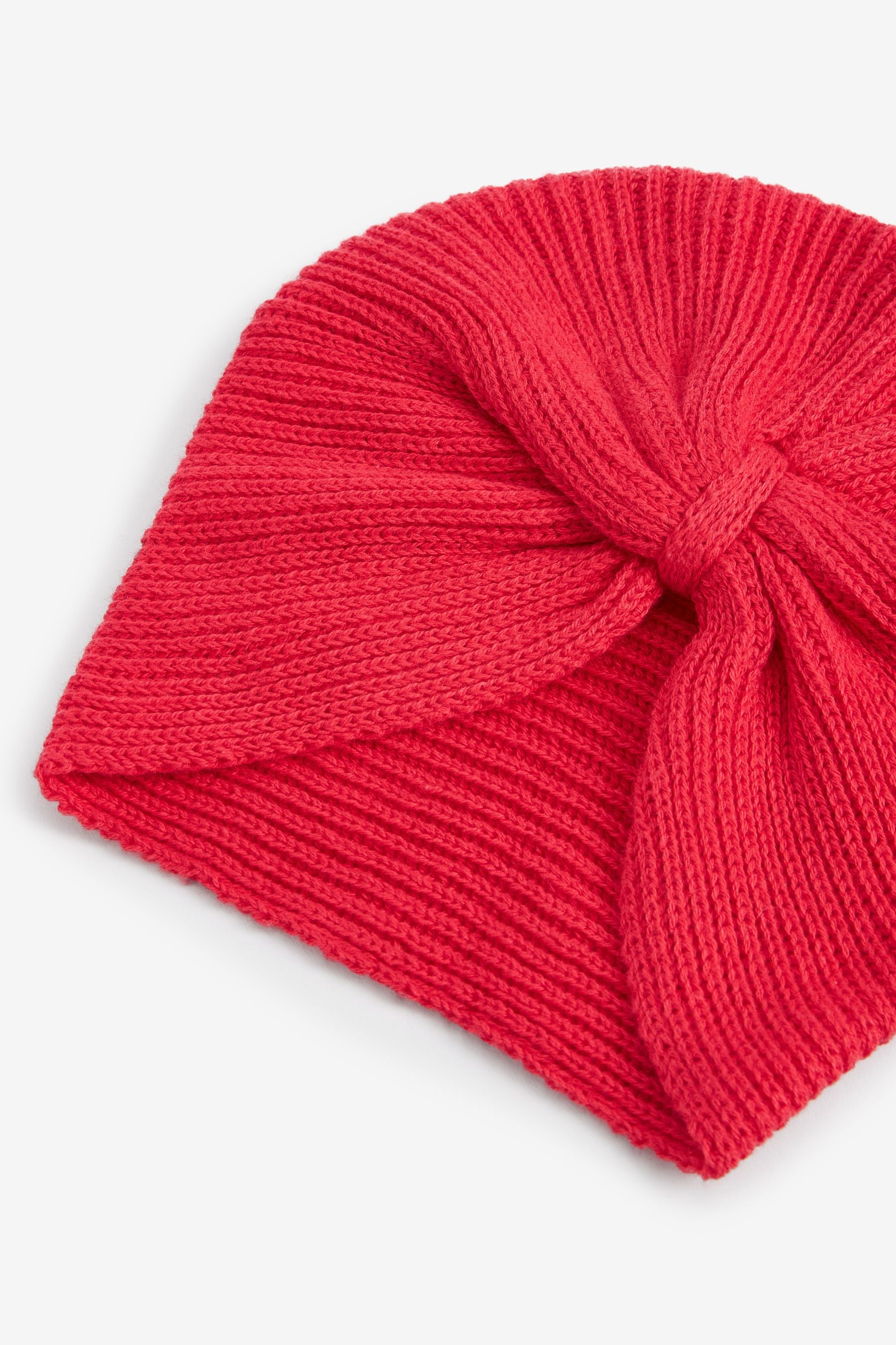 Red Knitted Baby Turban Hat (0mths-2yrs)