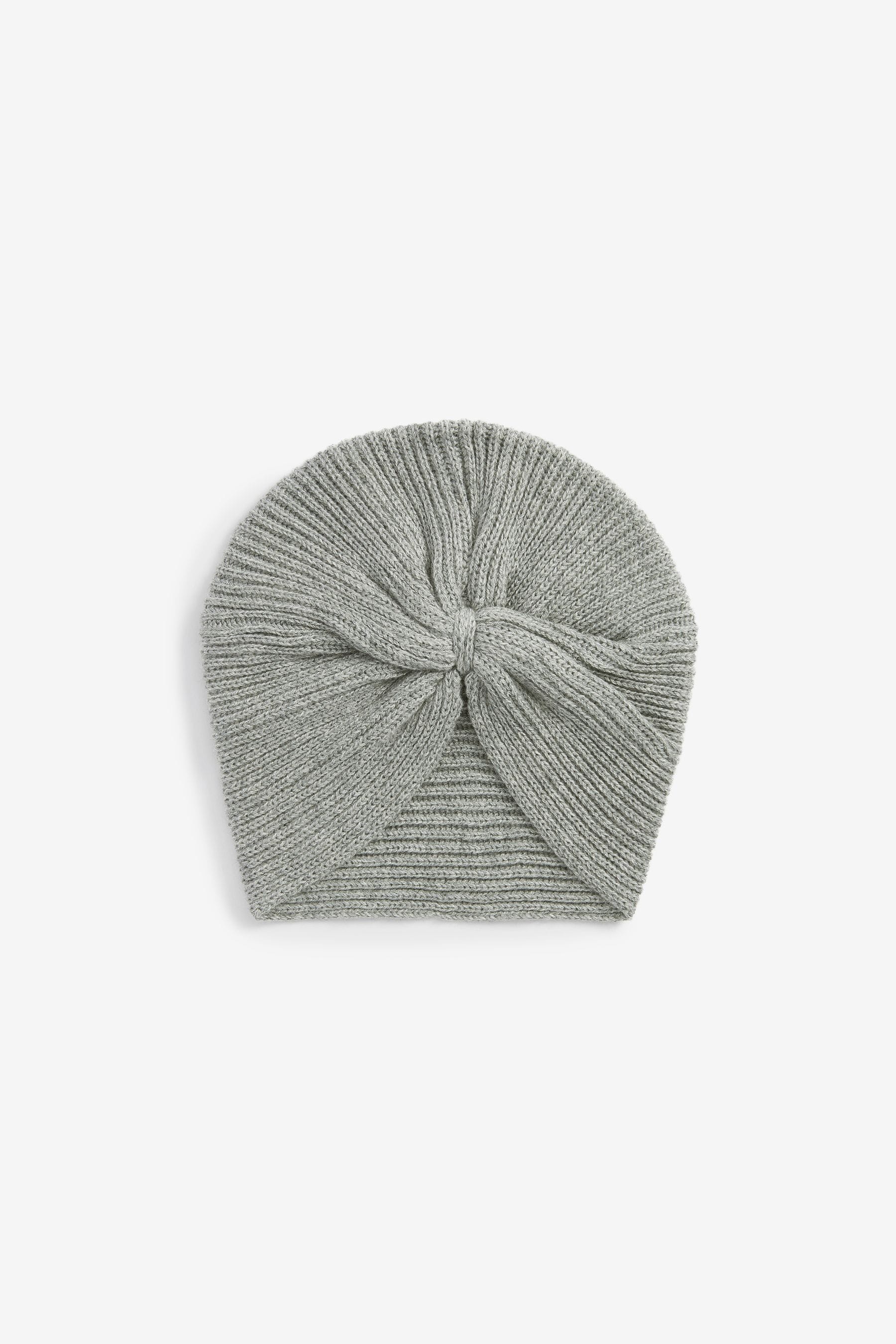 Grey Knitted Baby Turban Hat (0mths-2yrs)