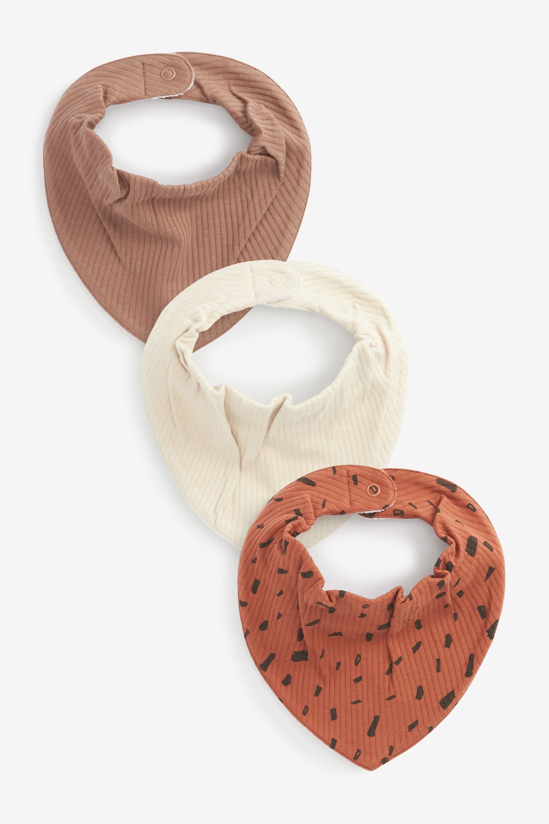 Chocolate Brown/Rust Orange Rib 3 Pack Dribble Baby Bibs