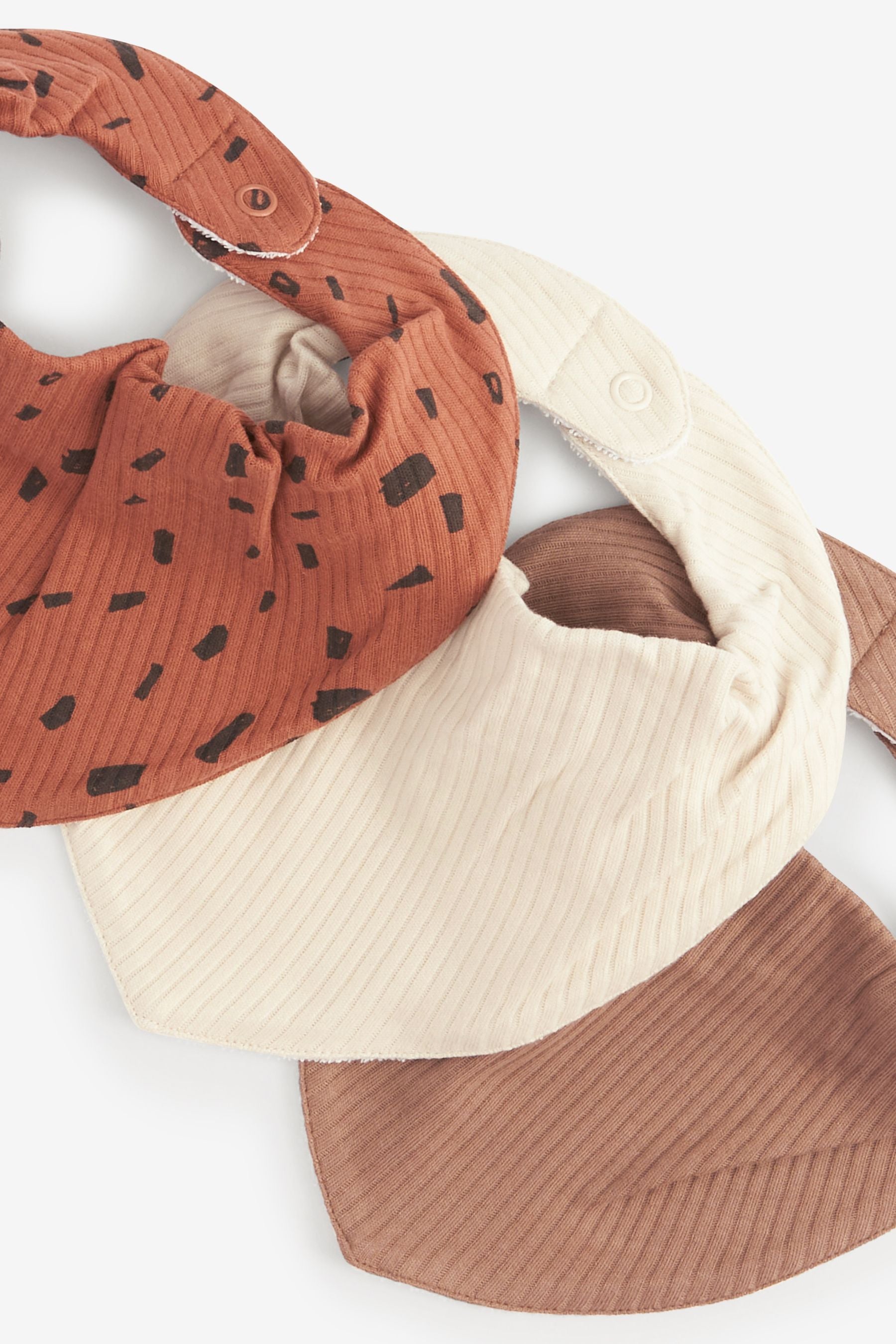 Chocolate Brown/Rust Orange Rib 3 Pack Dribble Baby Bibs