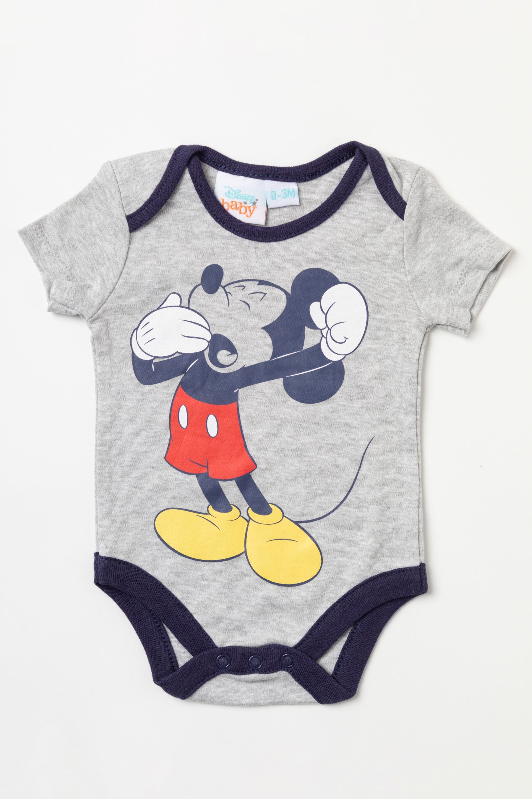 Grey Disney Grey Mickey Mouse Sleepsuit, Bodysuit And Bib Set