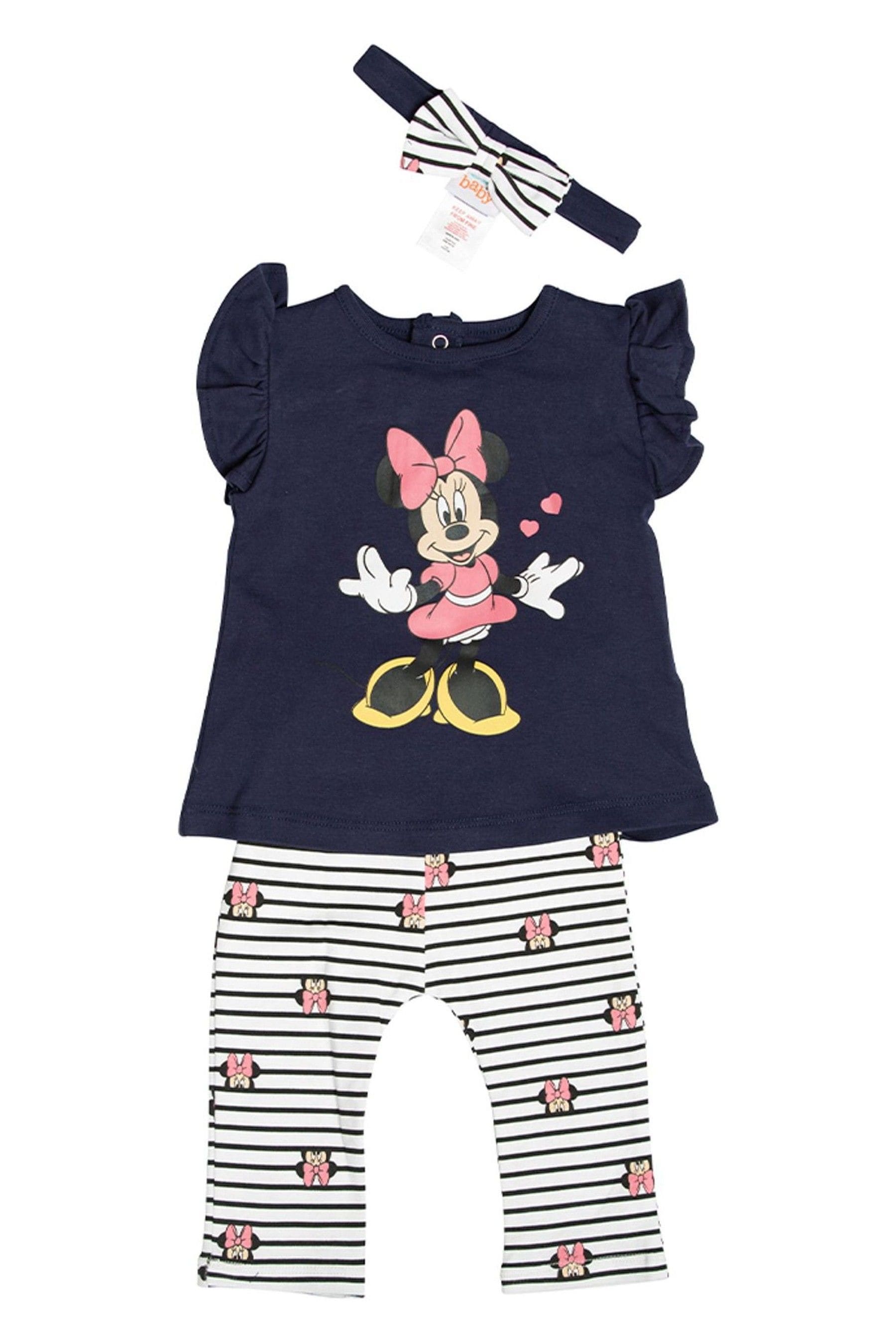 Blue Disney Blue Minnie Mouse Navy Top, Leggings And Headband Set