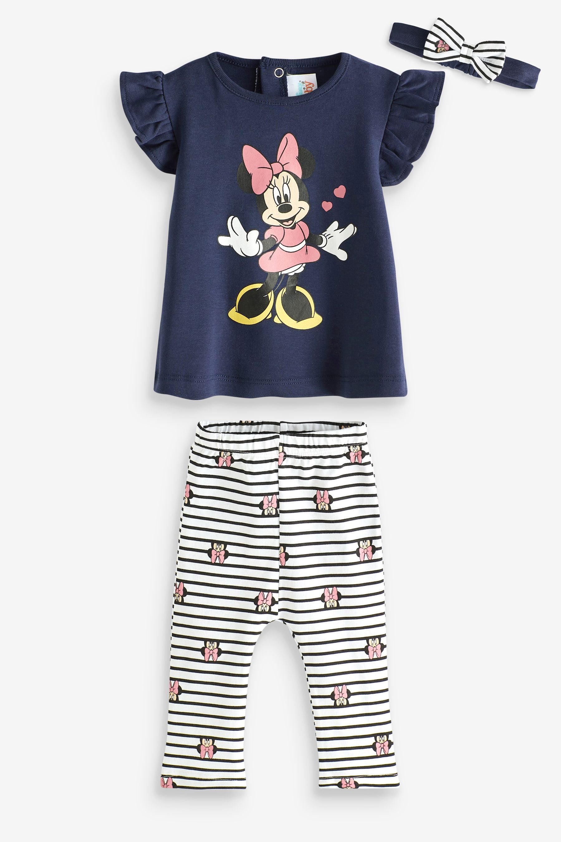 Blue Disney Blue Minnie Mouse Navy Top, Leggings And Headband Set