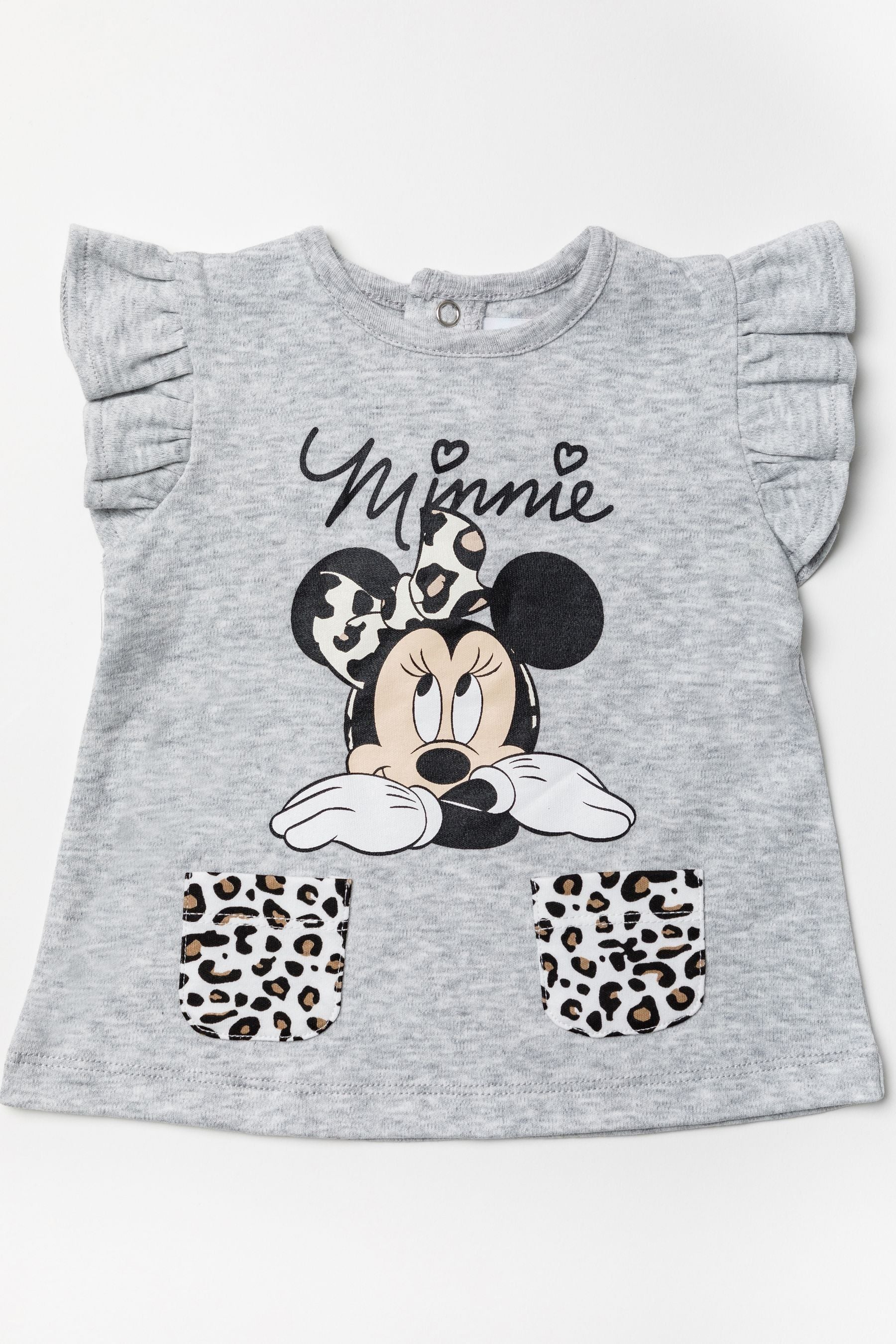 Grey Disney Grey Minnie Mouse Leopard Top, Leggings And Headband Set