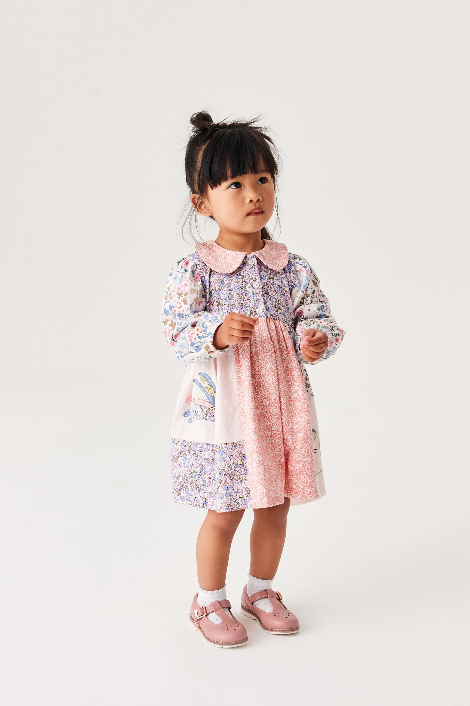 Pink Patchwork Character Collar Tea Dress (3mths-7yrs)