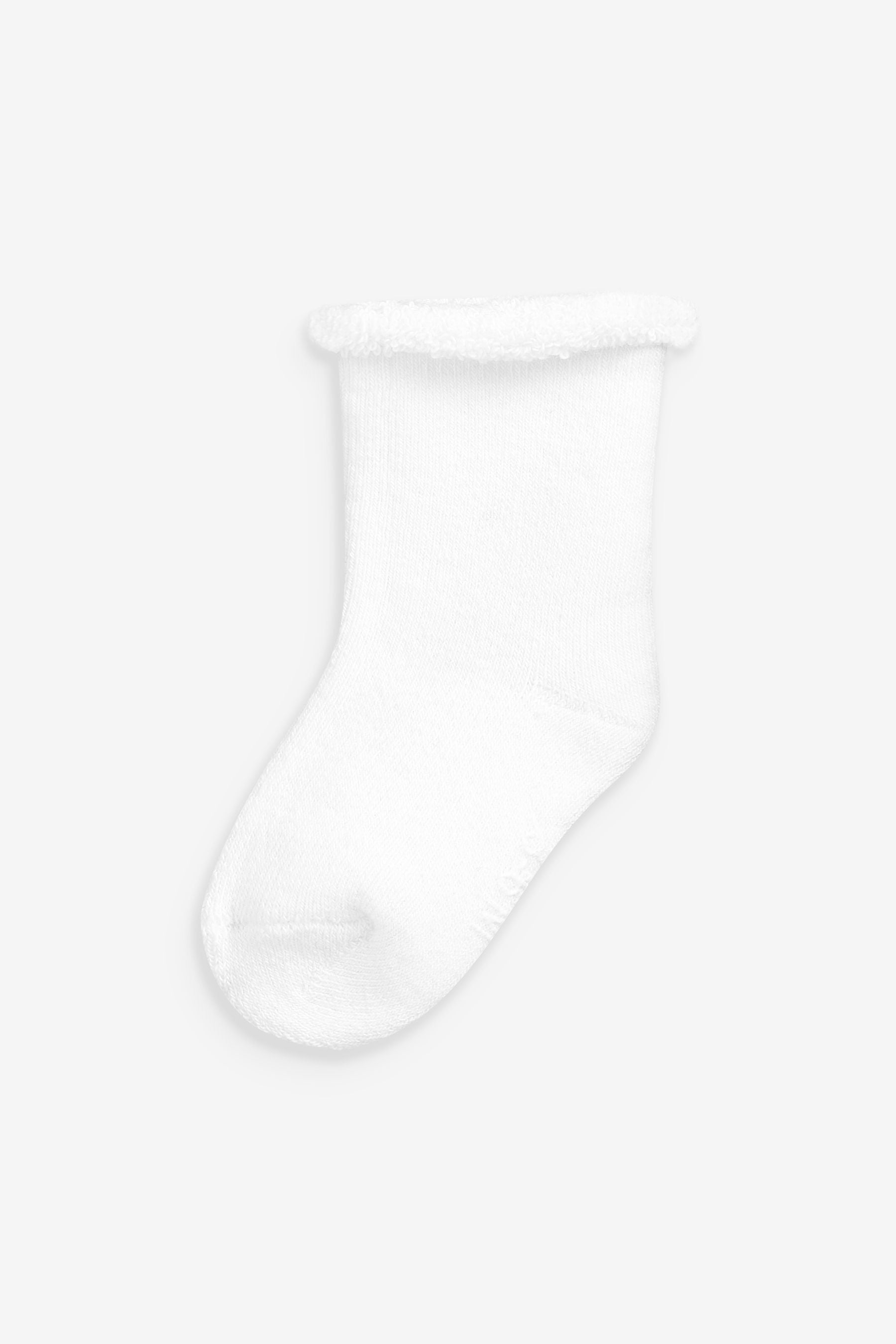 White Baby Roll Top Towelling Socks 5 Pack (0mths-2yrs)