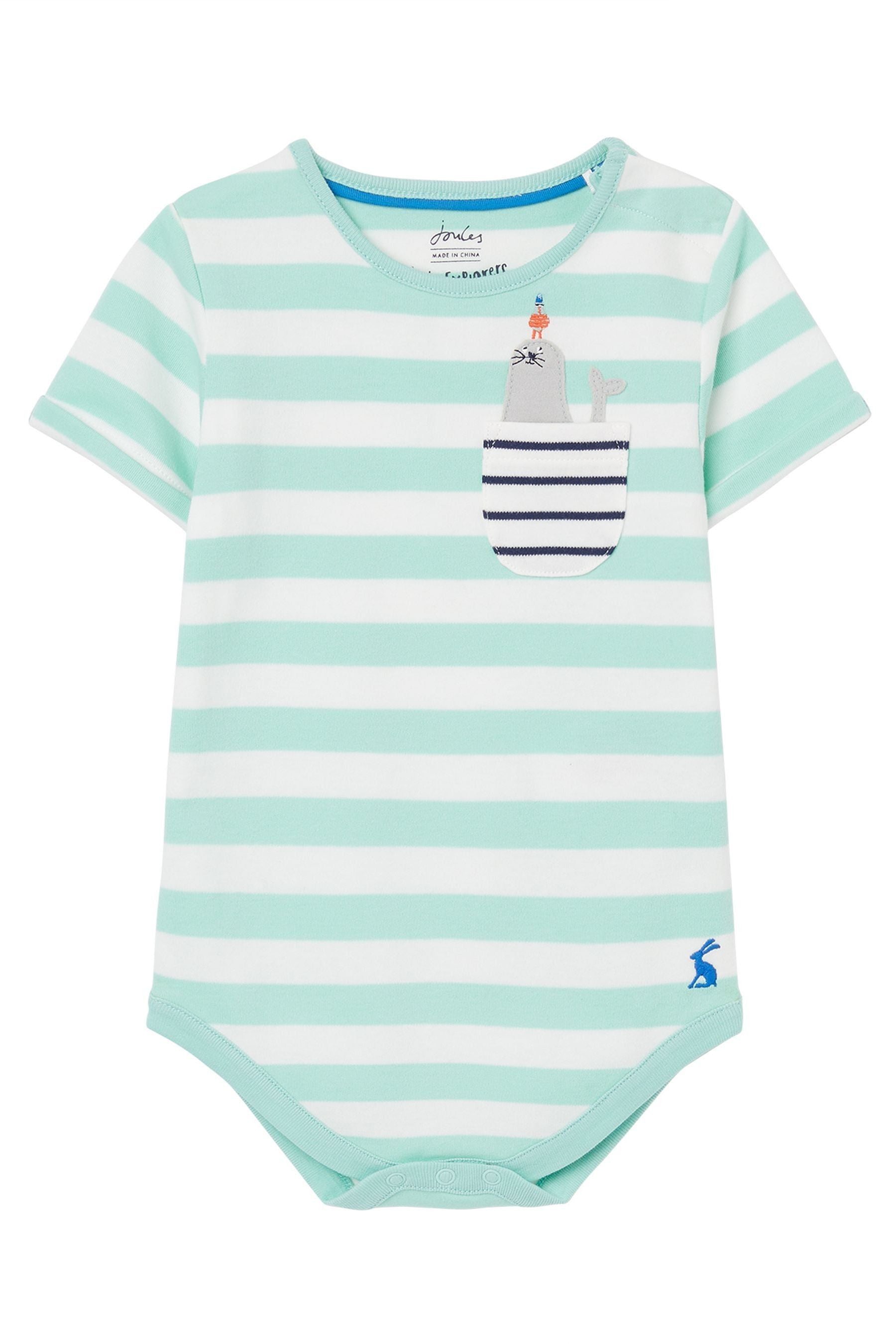 Joules Jasper Blue Organically Grown Cotton Short Sleeve T-Shirt Bodysuit