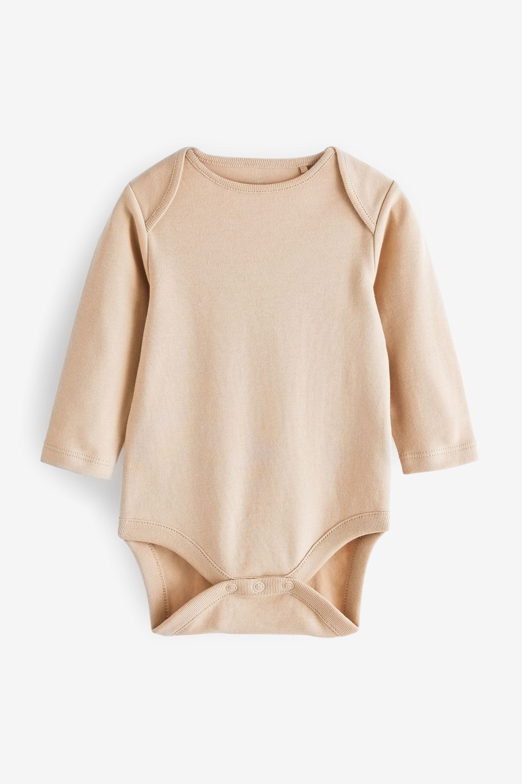 Tan Brown/Blue 5 Pack Long Sleeve Baby Bodysuits